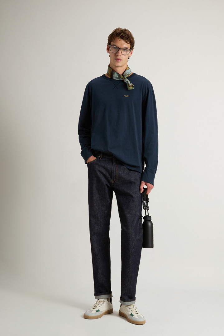 Long-Sleeve T-shirt in Pure Cotton Blue photo 2 | Woolrich