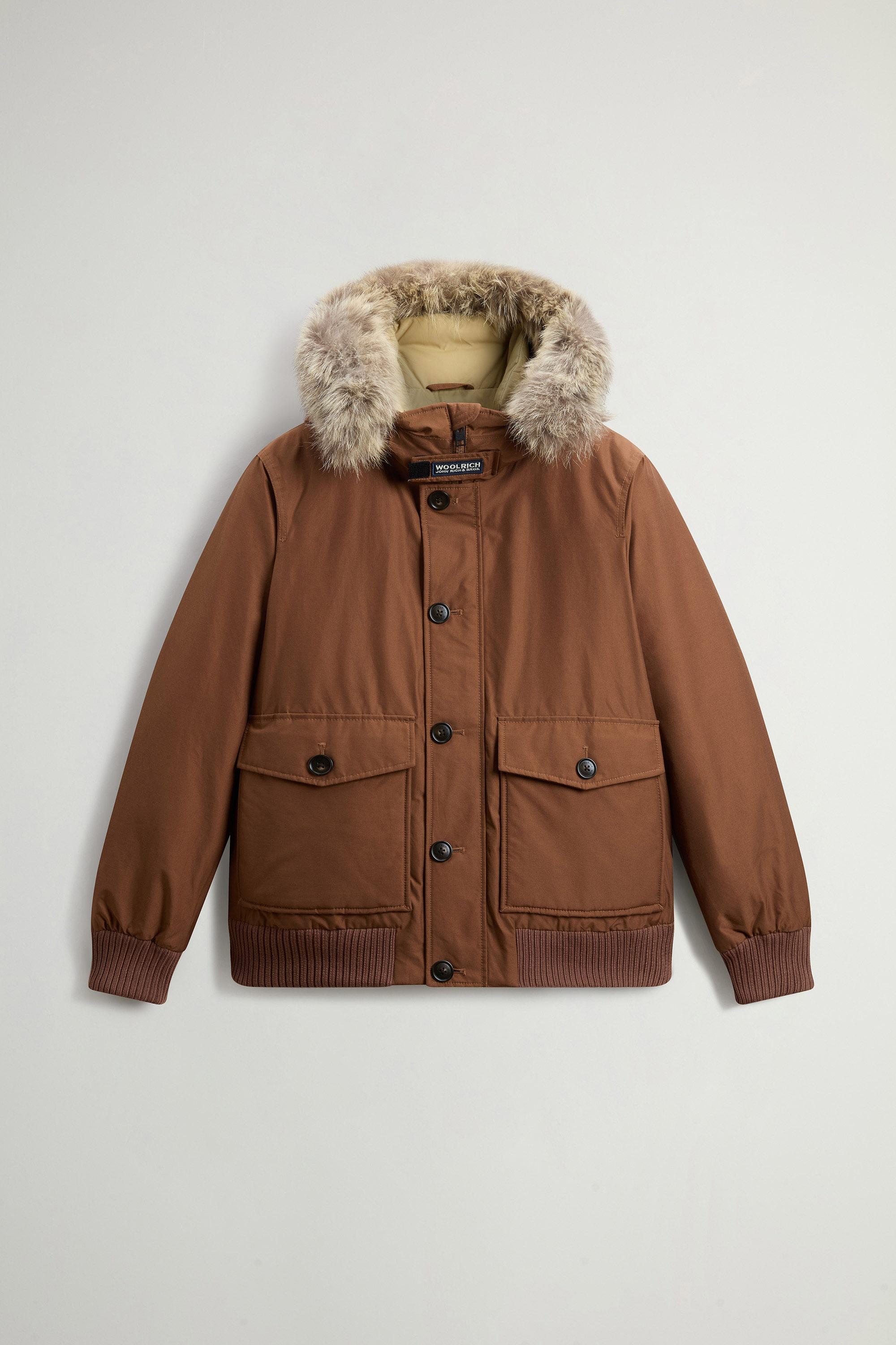 Padded Polar bomber jacket in Ramar Cloth with hood Brown photo 5 | Woolrich