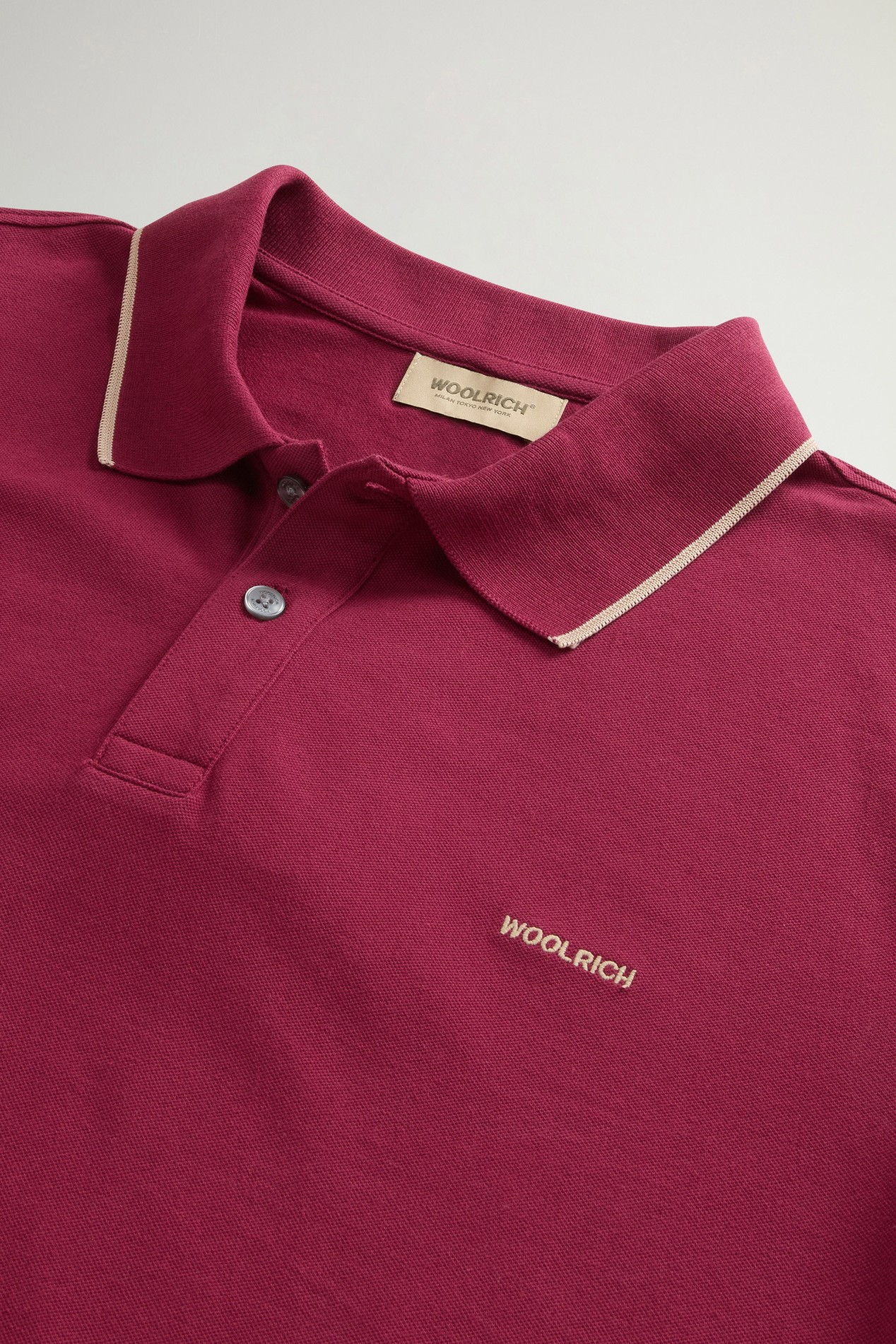 Monterey Polo Shirt in Stretch Cotton-Blend Pique Burgundy photo 2 | Woolrich