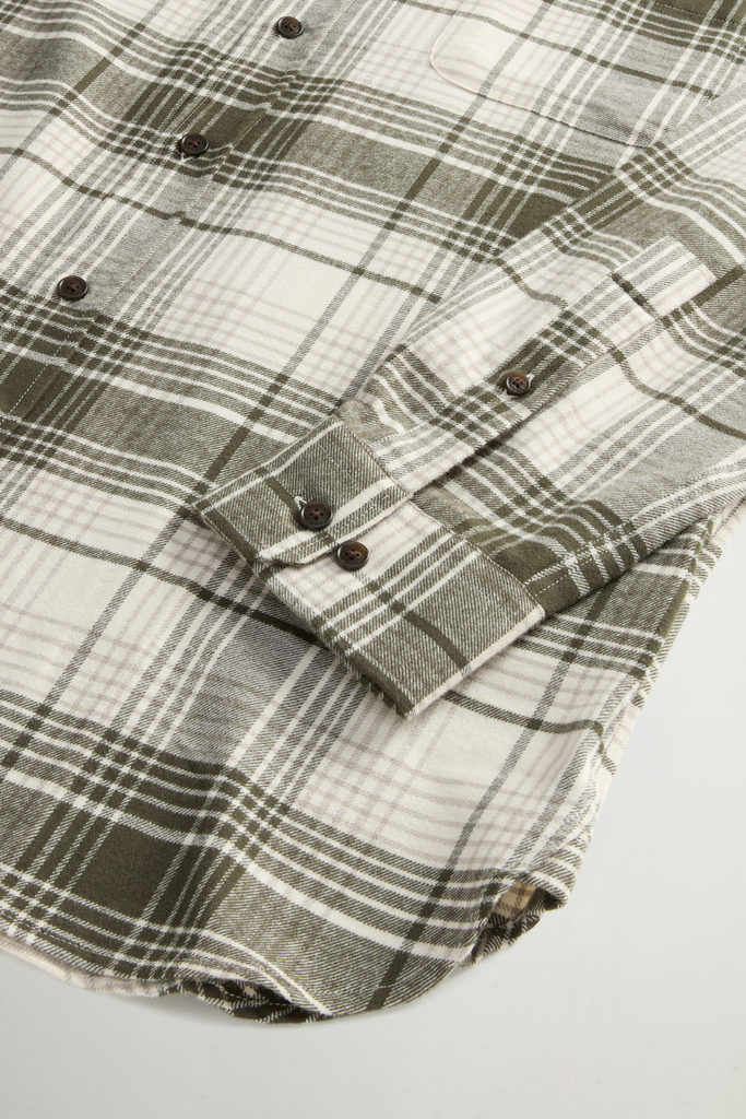 Pure Cotton Flannel Checked Shirt Green photo 7 | Woolrich