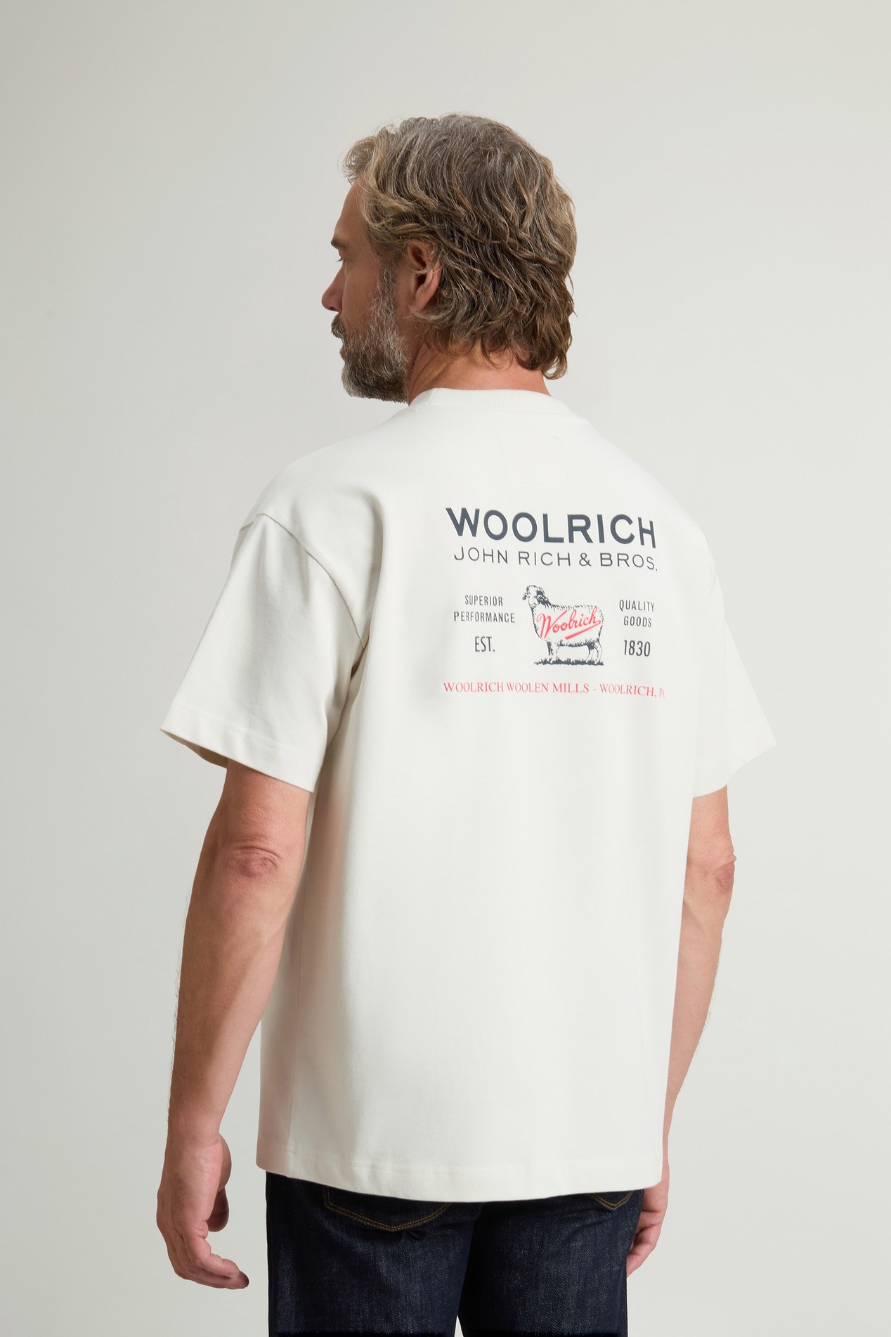 Crewneck T-Shirt in Pure Cotton with Print White photo 3 | Woolrich