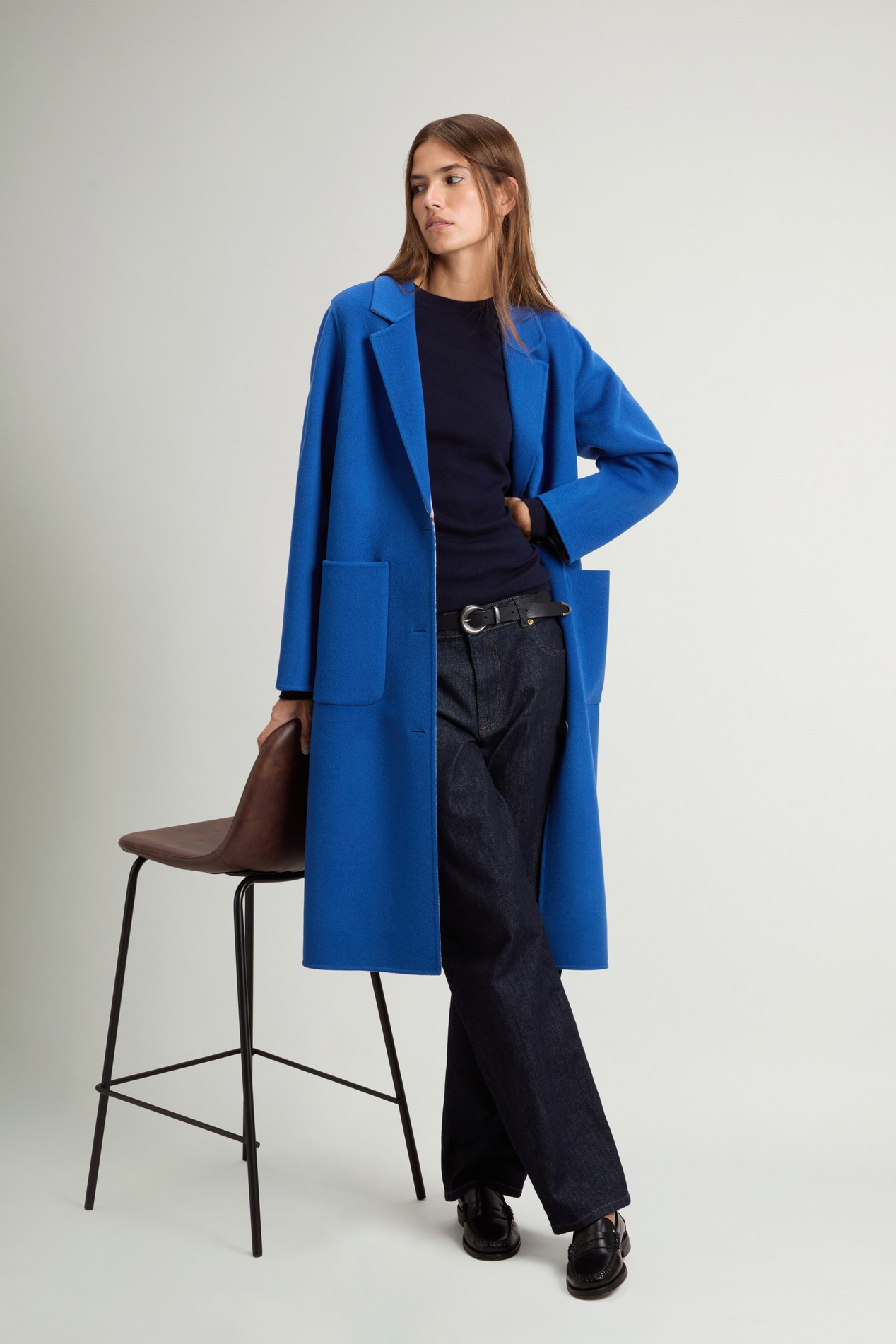 Coat in Double-Face Pure Wool Blue photo 2 | Woolrich