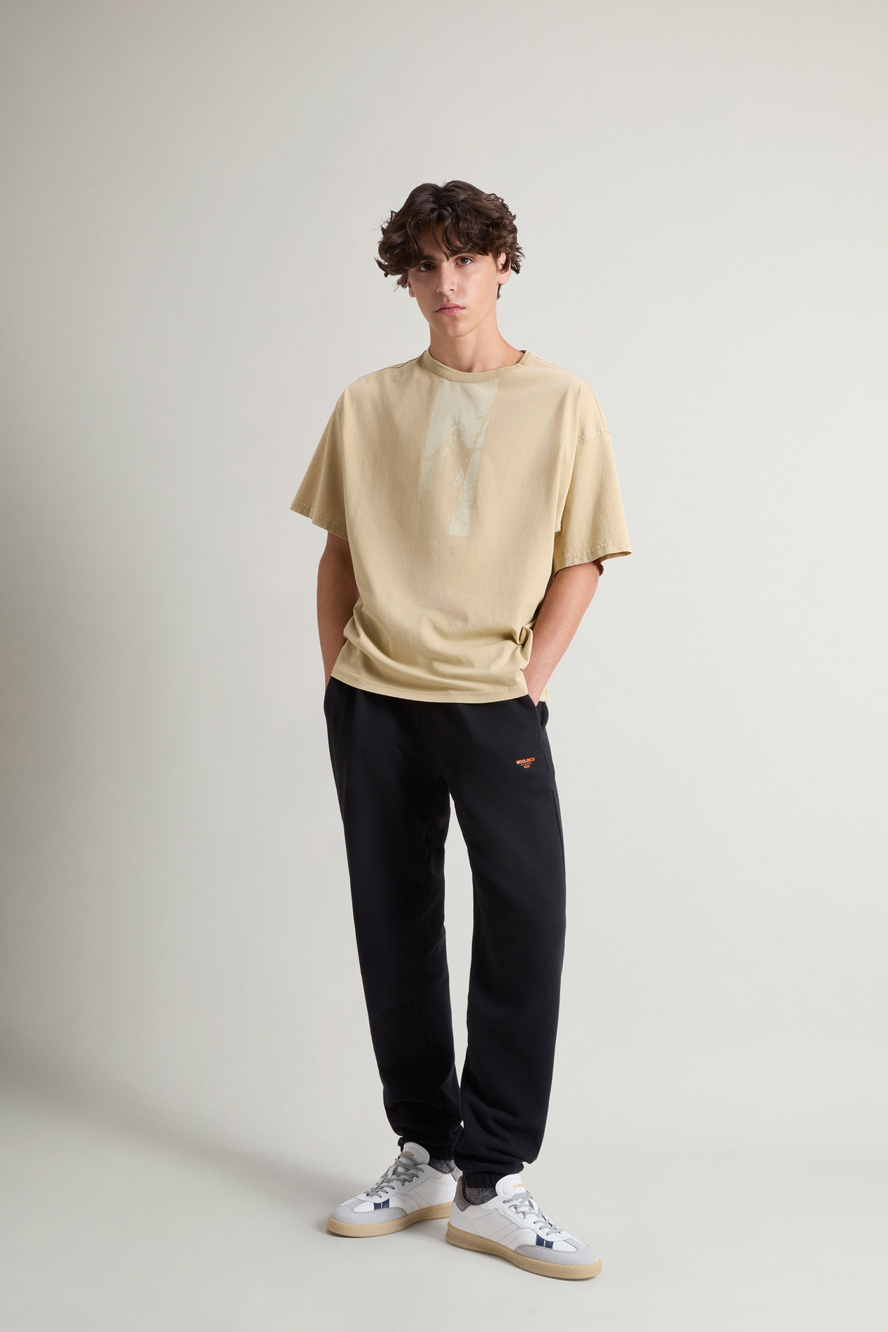 Teen Boys’ Garment-Dyed Pure Cotton T-Shirt with Print Beige photo 2 | Woolrich