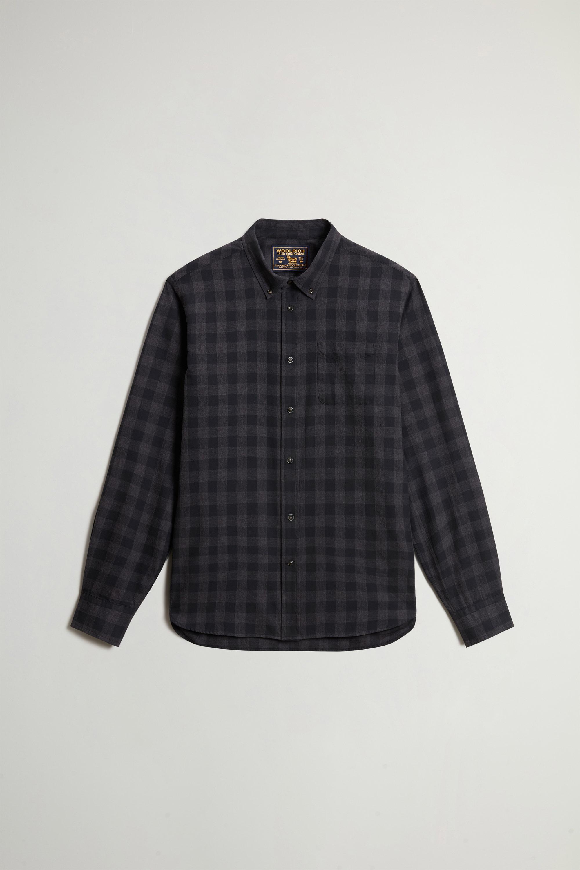 Button-Down Checked Shirt in Pure Cotton Flannel Gray photo 5 | Woolrich