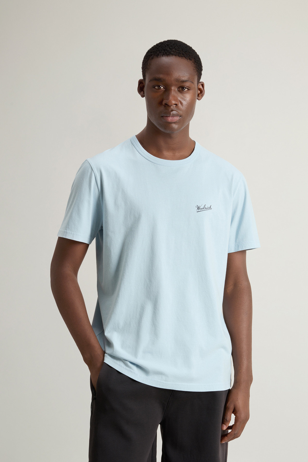 Pure Cotton T-Shirt with Logo Blue photo 1 | Woolrich
