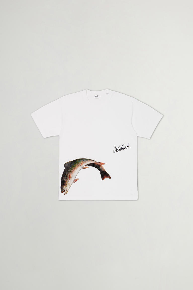 Fishing T-Shirt aus reiner Baumwolle Weiß photo 1 | Woolrich