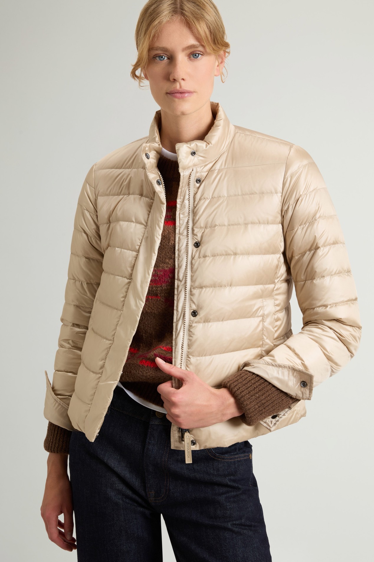 Lightweight Down Jacket in Liquid Nylon Beige photo 4 | Woolrich