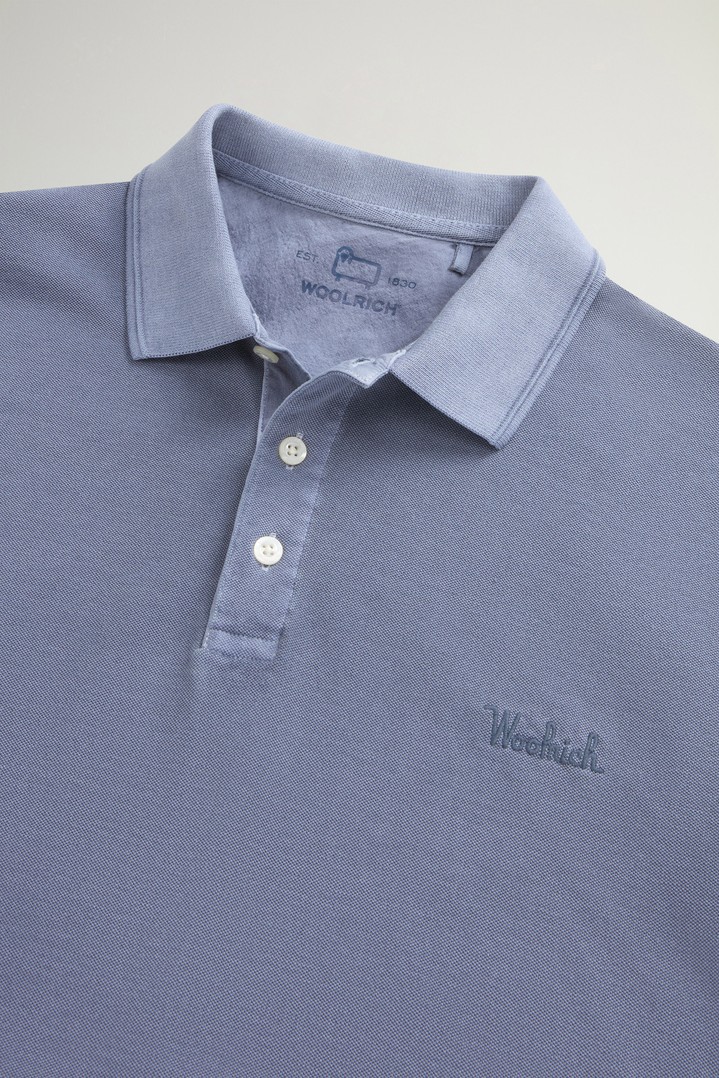 Garment-Dyed Mackinack Polo in Stretch Cotton Piquet Blue photo 6 | Woolrich