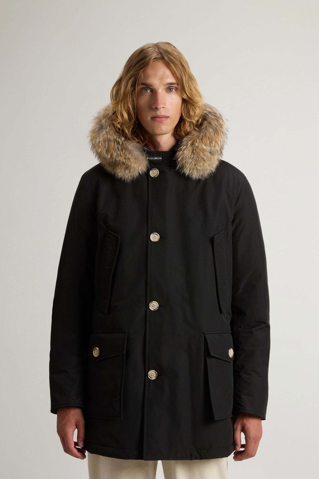 Arctic Parka in Ramar Cloth with Detachable Fur Trim Black photo 1 | Woolrich