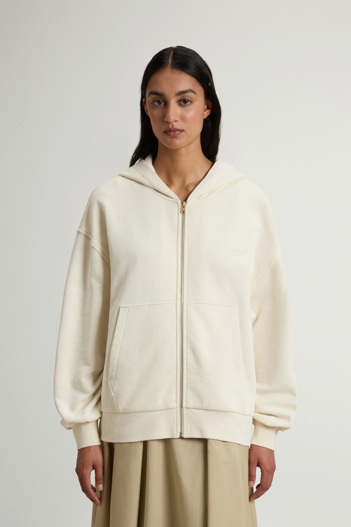 Full-Zipper Hoodie in Pure Cotton White photo 1 | Woolrich