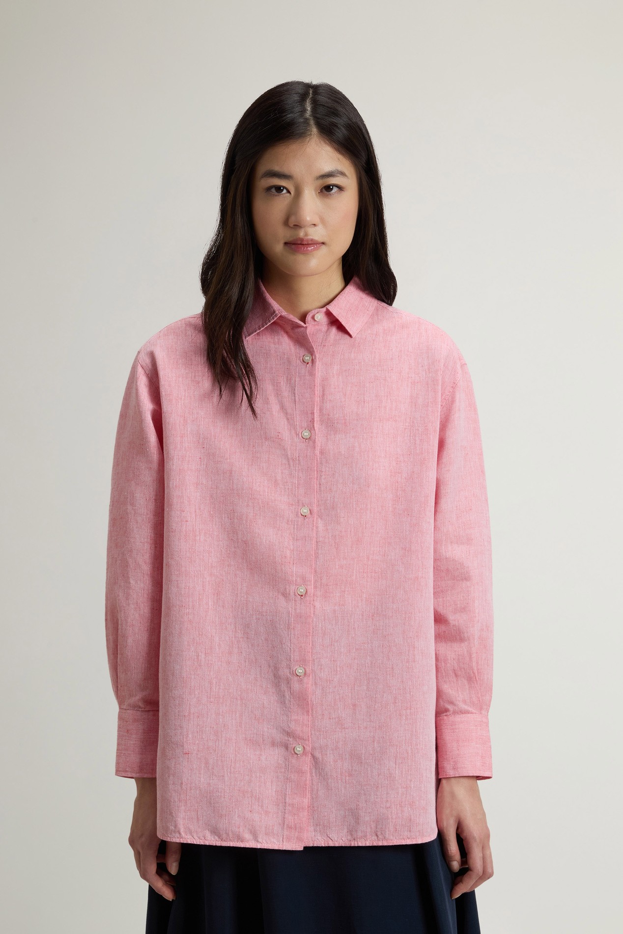 COTTON LINEN YD BOYFRIEND SHIRT Pink photo 1 | Woolrich