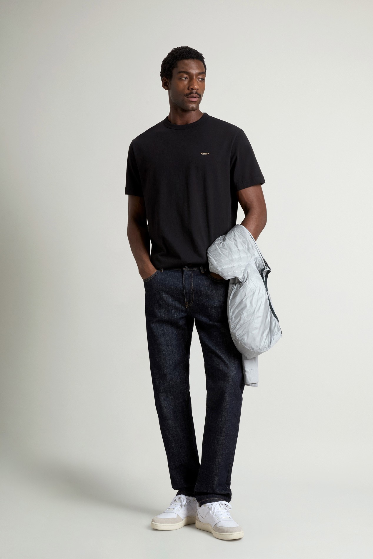 T-Shirt in Pure Cotton with Logo Black photo 2 | Woolrich