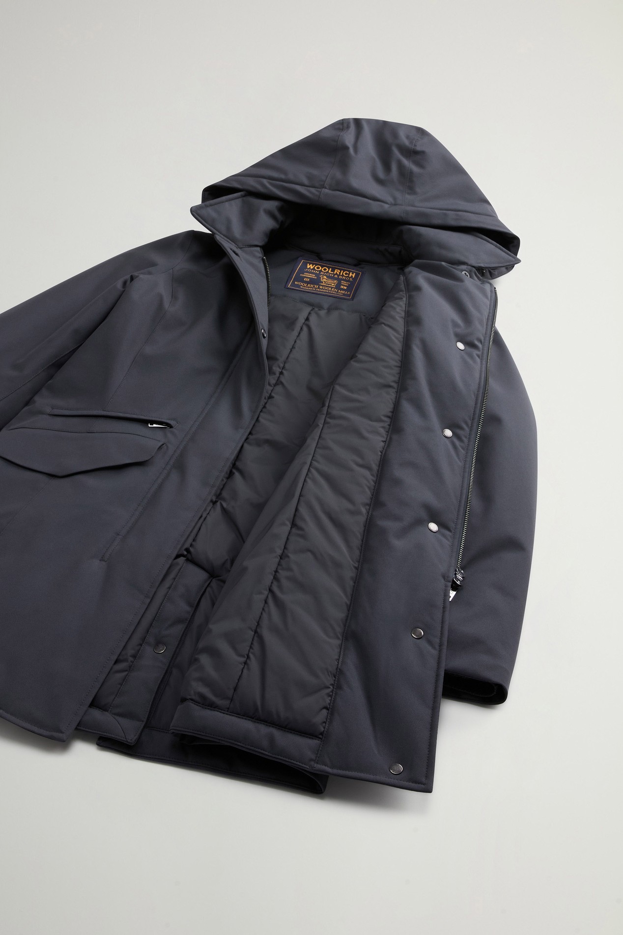Coat in Light Stretch with Removable Hood Gray photo 8 | Woolrich