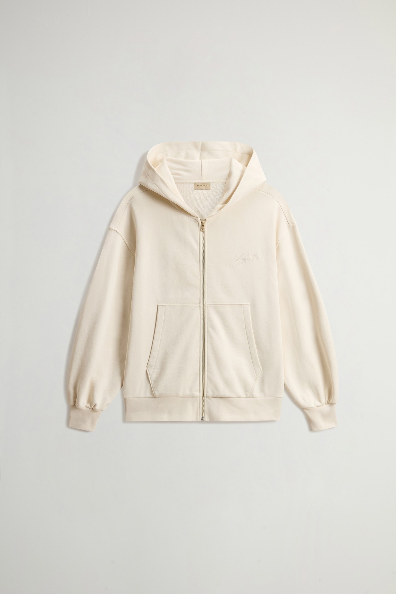 Full-Zipper Hoodie in Pure Cotton White photo 5 | Woolrich