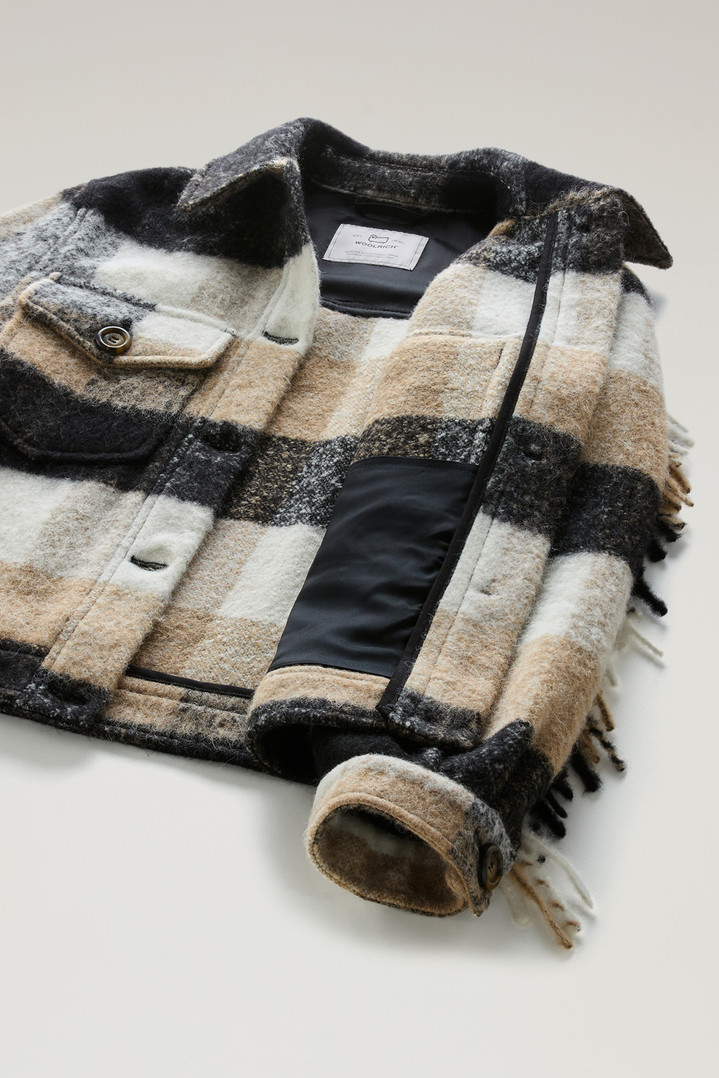 Check Overshirt wth Fringed Trim in Alpaca and Wool Blend Multicolor photo 6 | Woolrich