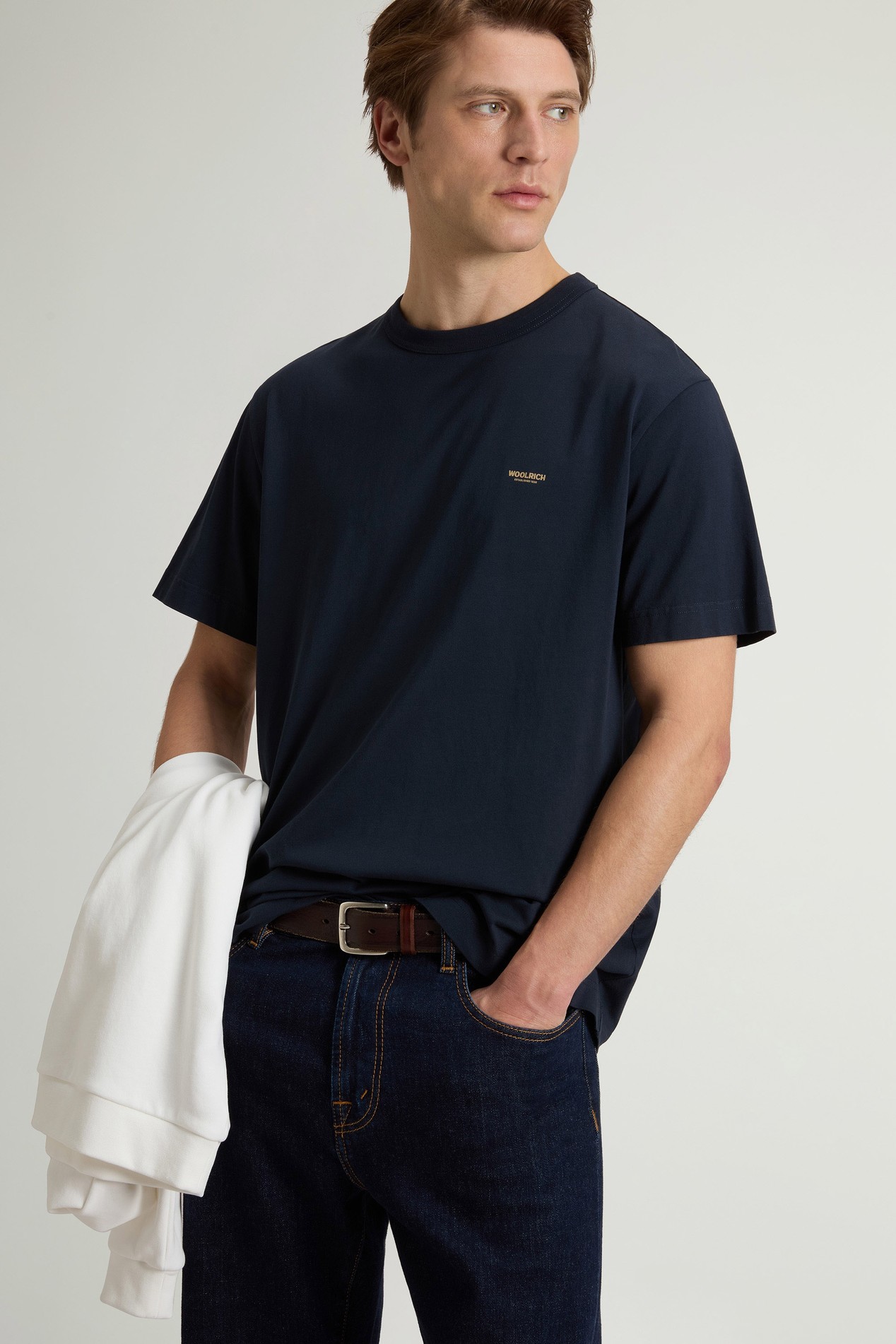 COTTON LOGO T-SHIRT Blue photo 4 | Woolrich