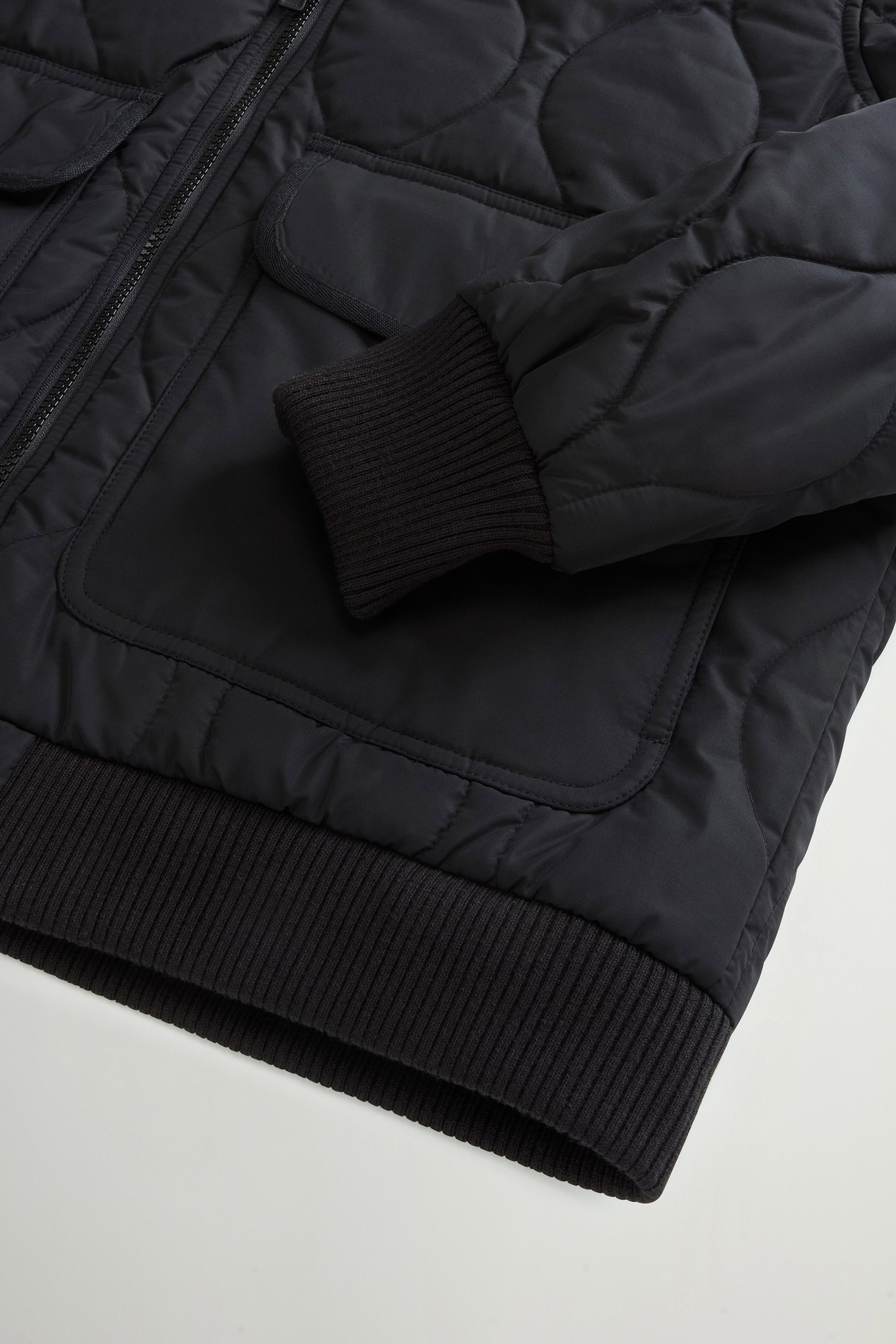 Quilted Bomber Jacket in Glossy Nylon Black photo 7 | Woolrich