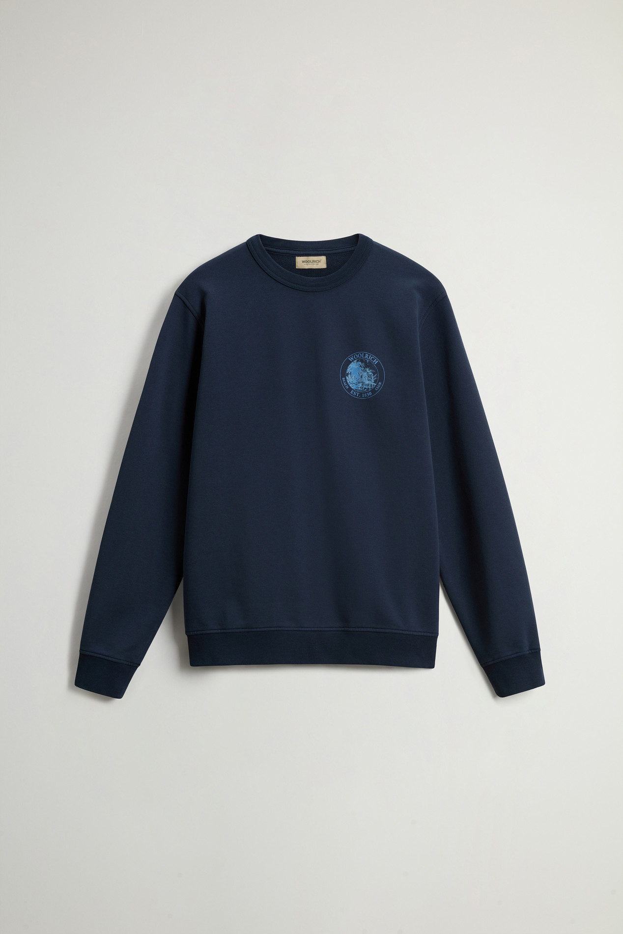 Crewneck Sweatshirt in Pure Cotton with Print Blue photo 1 | Woolrich