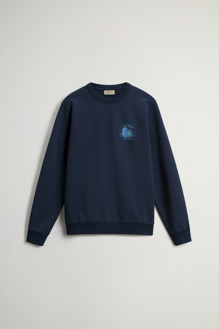 Crewneck Sweatshirt in Pure Cotton with Print Blue photo 1 | Woolrich