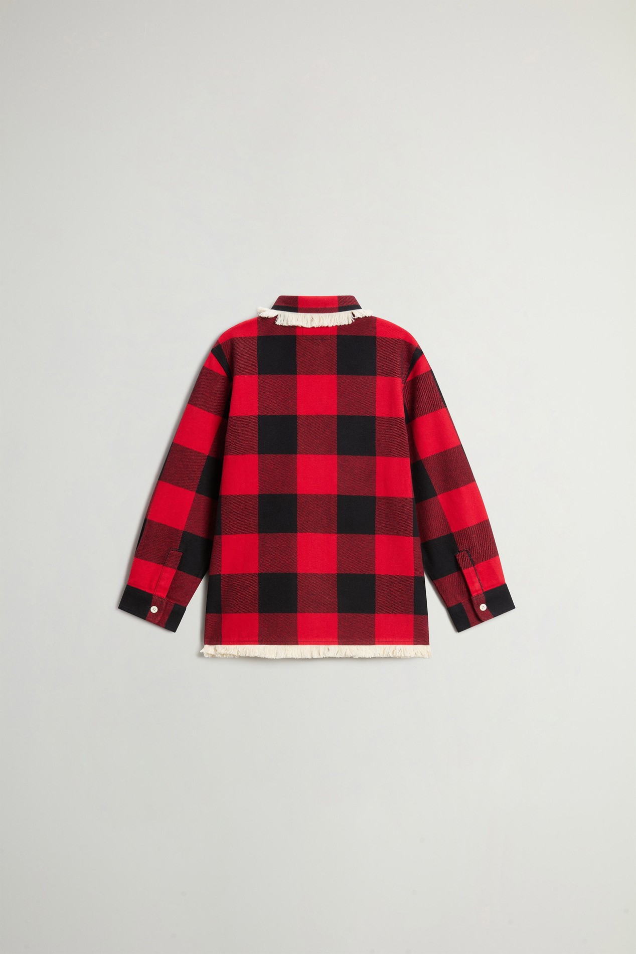 Girls' Flannel Buffalo Check Overshirt with Fringe Red photo 4 | Woolrich