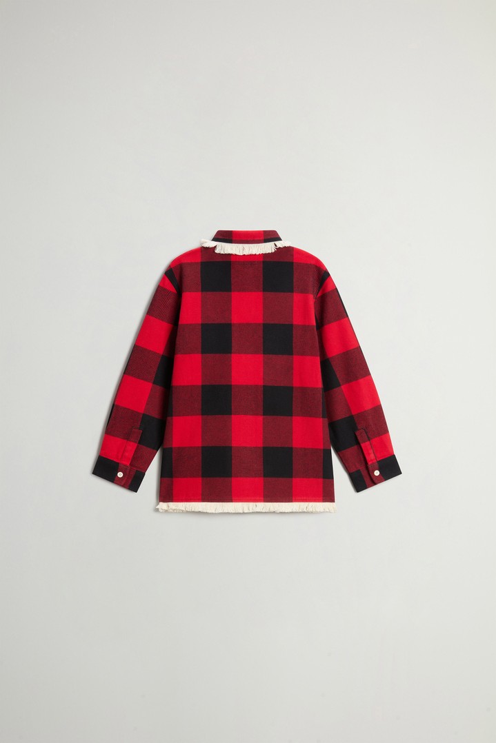 Girls' Flannel Buffalo Check Overshirt with Fringe Red photo 4 | Woolrich