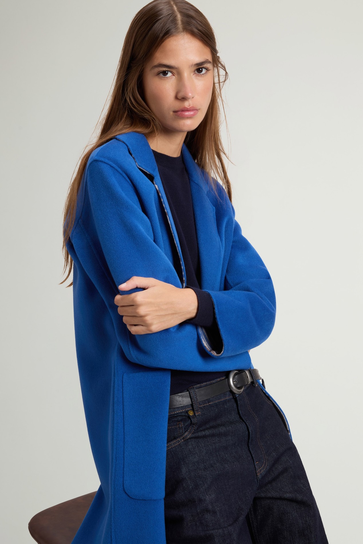 Coat in Double-Face Pure Wool Blue photo 4 | Woolrich