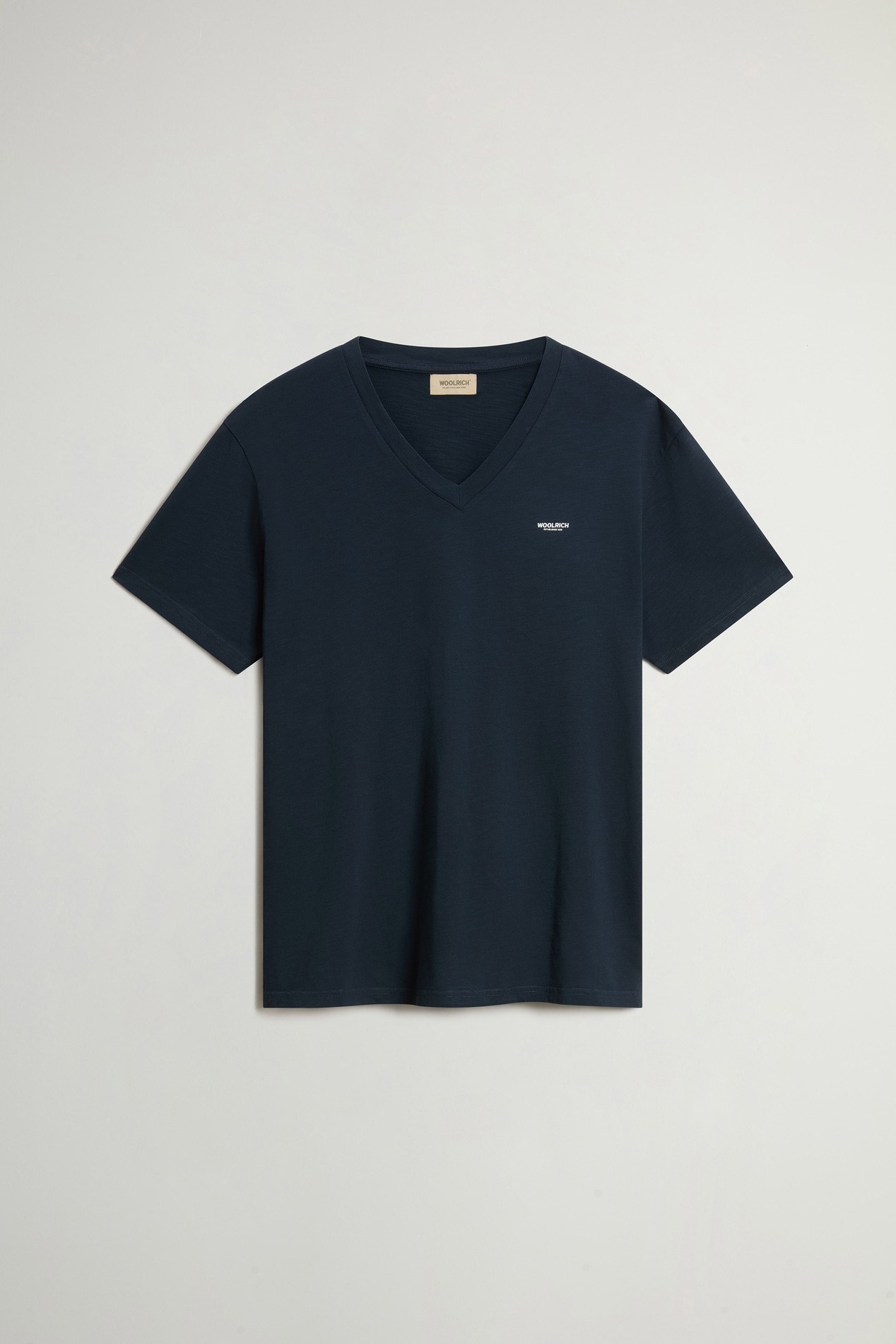 Slub V-Neck T-Shirt in Pure Cotton Blue photo 1 | Woolrich