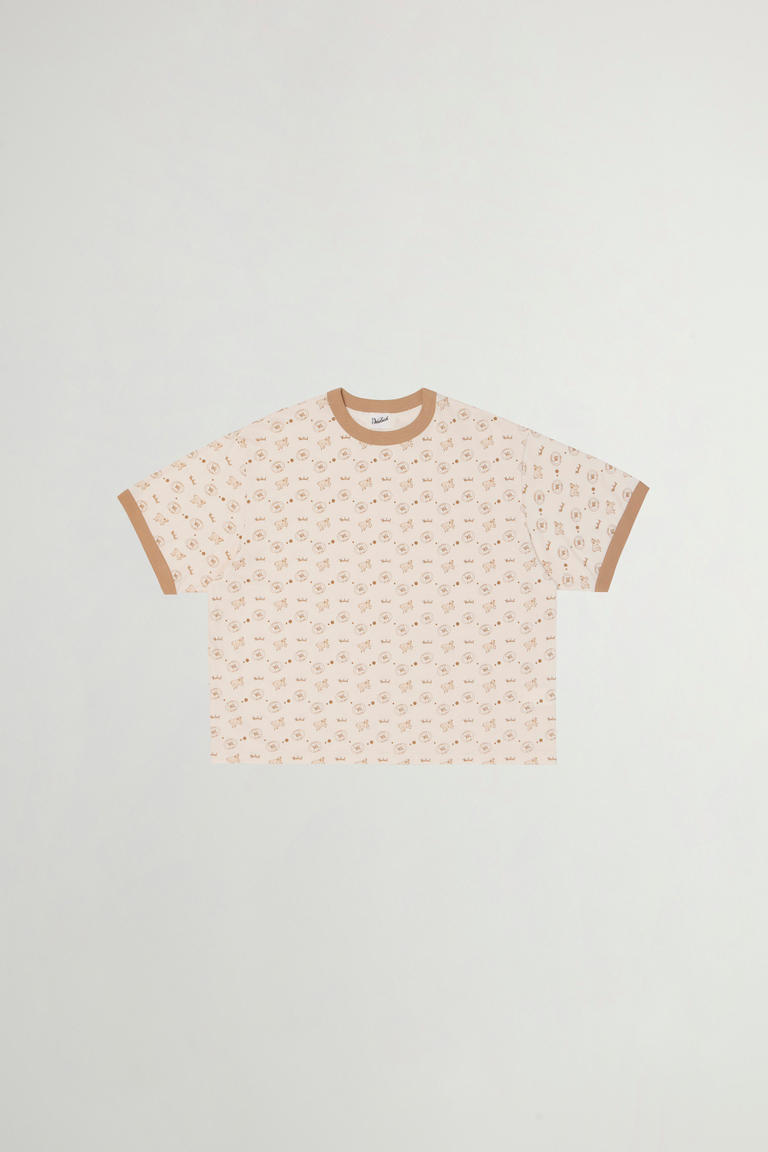 Ringer T-Shirt aus reiner Baumwolle mit Print Beige photo 1 | Woolrich
