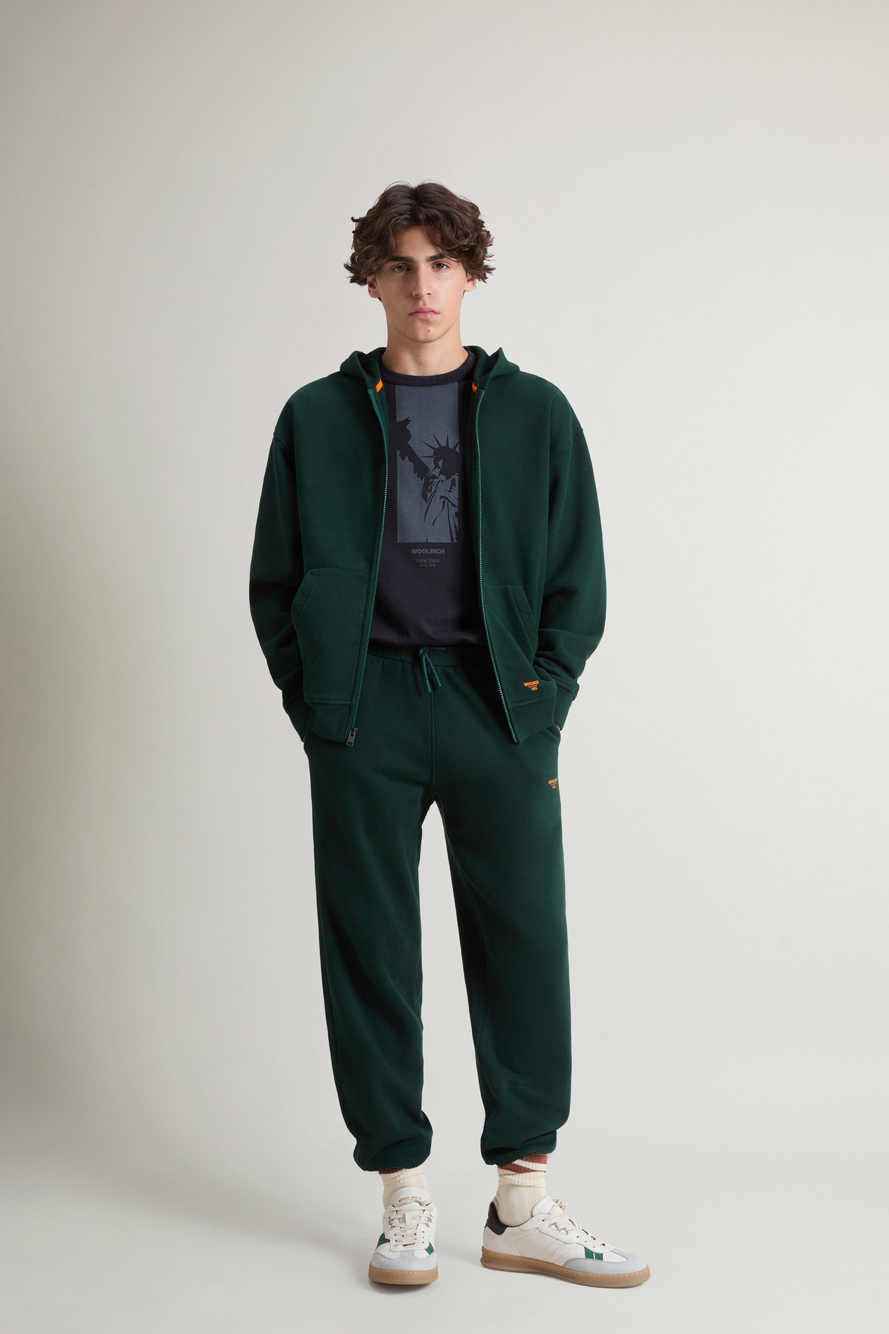 Teen Boys’ Hoodie in Brushed Pure Cotton Green photo 2 | Woolrich