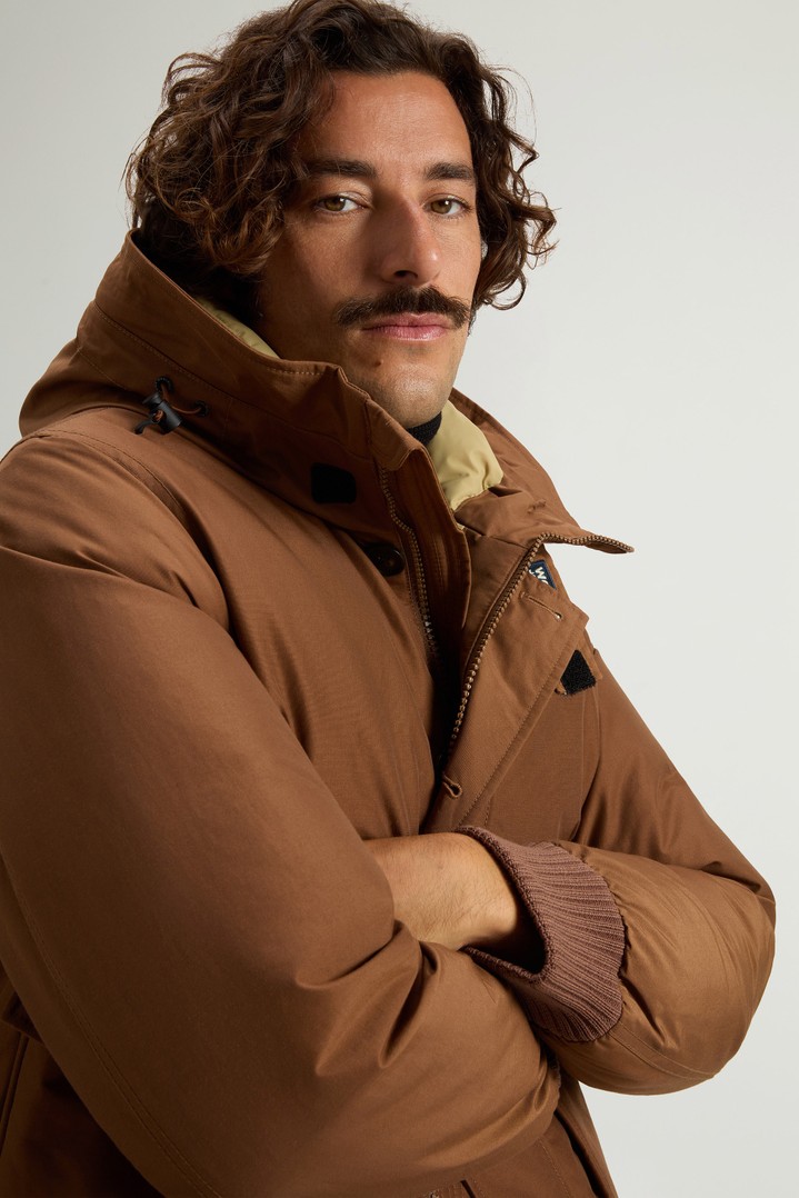 Padded Polar bomber jacket in Ramar Cloth with hood Brown photo 4 | Woolrich