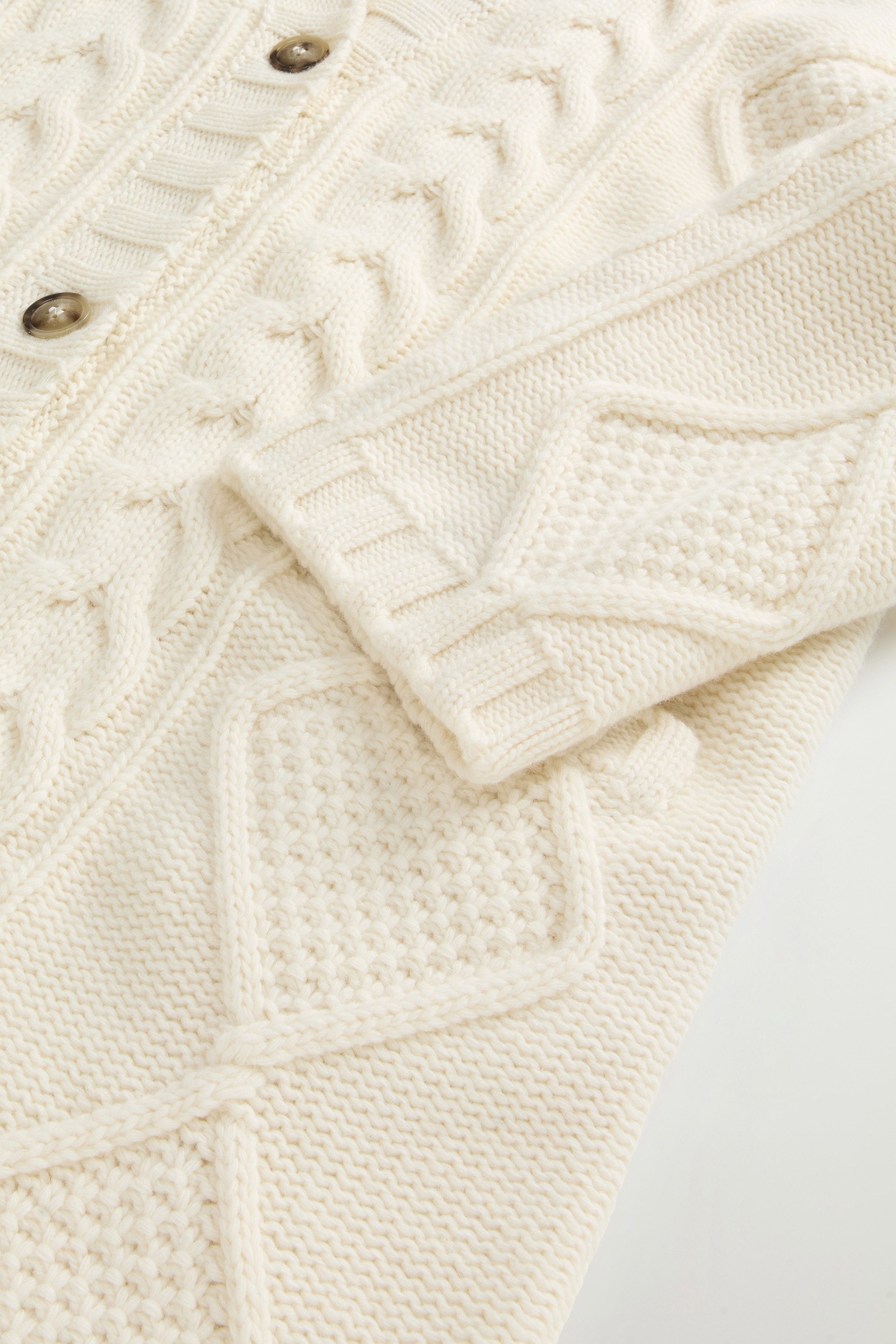 3GG ARAN LONG CARDIGAN White photo 6 | Woolrich