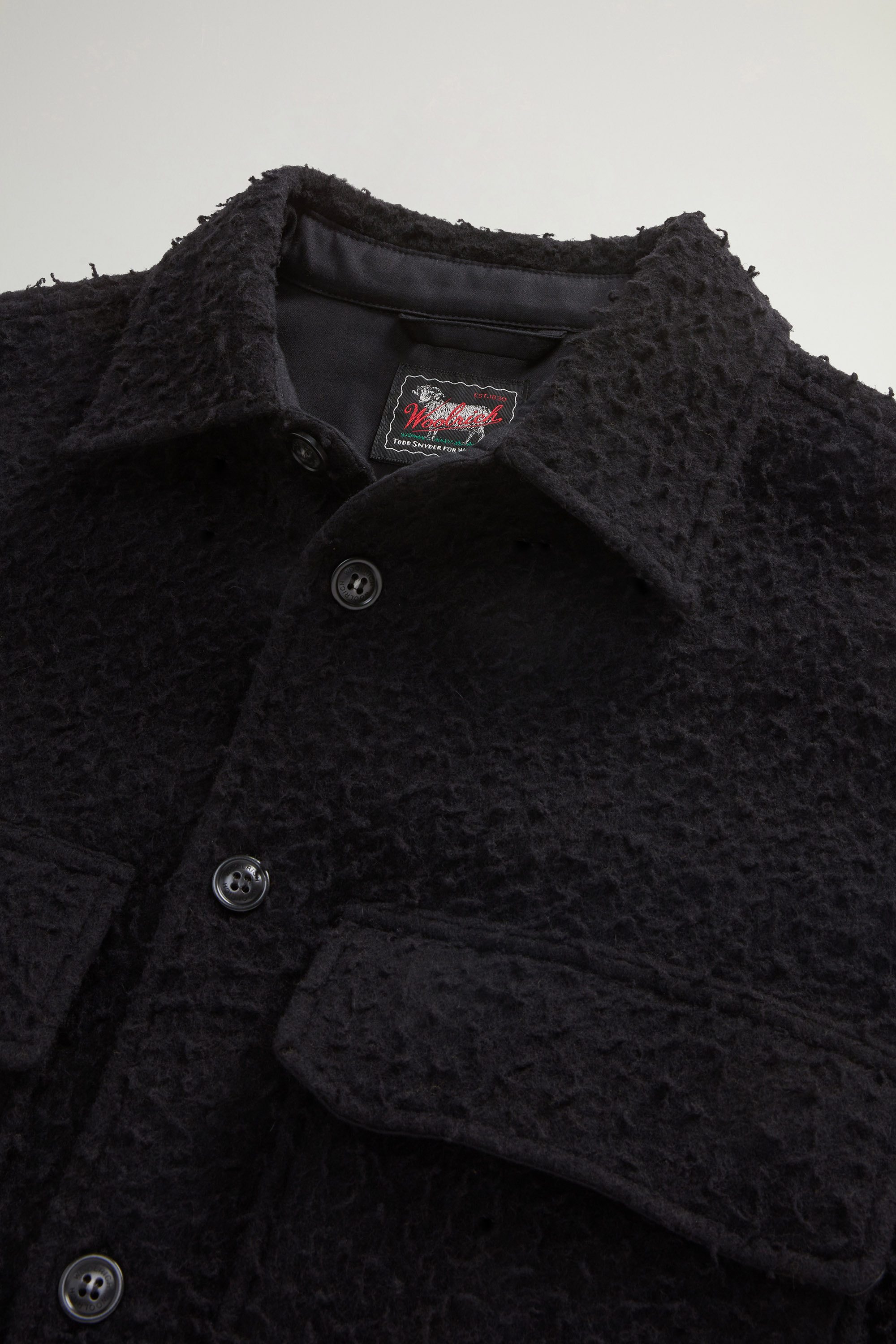 Overshirt in Italian Virgin Wool Blend from Casentino by Todd Snyder Black photo 6 | Woolrich