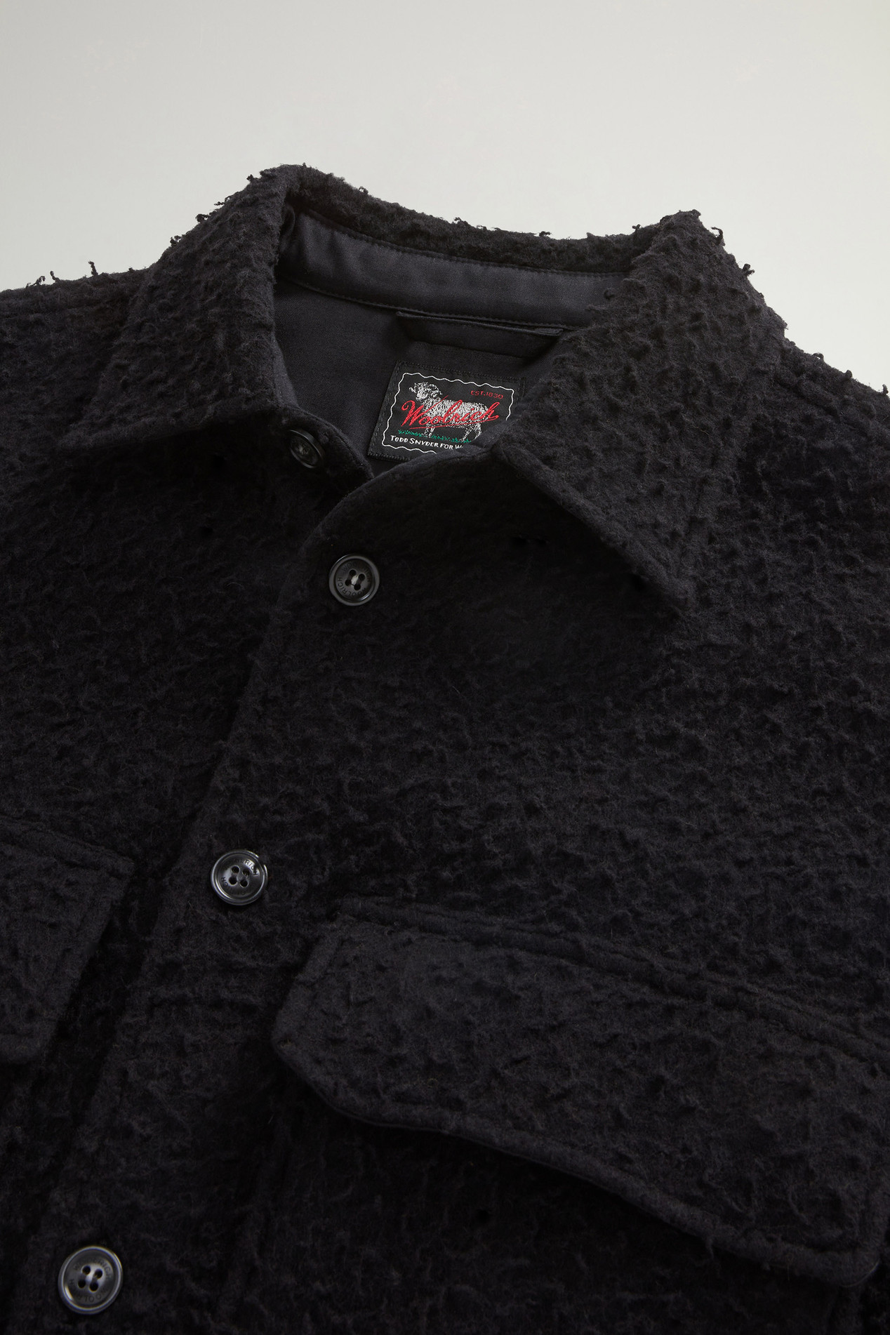 Overshirt in Italian Virgin Wool Blend from Casentino by Todd Snyder Black photo 6 | Woolrich