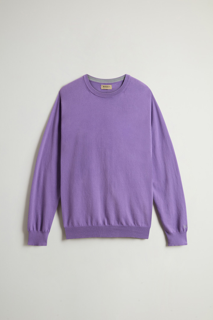Crewneck Sweater in Pure Cotton with Embroidered Logo Purple photo 1 | Woolrich