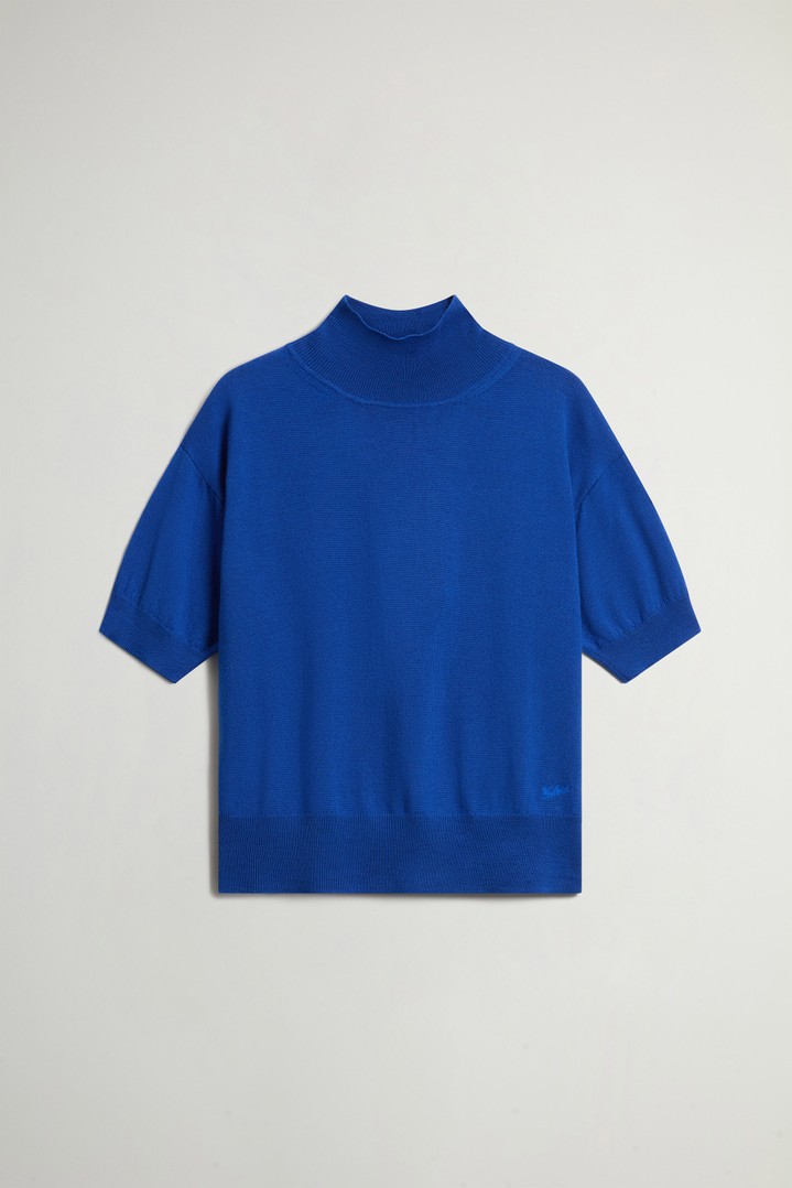 Knit Turtleneck T-Shirt in Pure Merino Virgin Wool Blue photo 5 | Woolrich