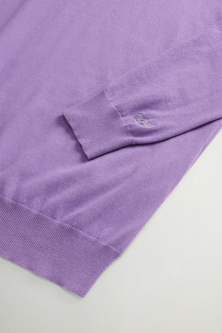 Crewneck Sweater in Pure Cotton with Embroidered Logo Purple photo 3 | Woolrich