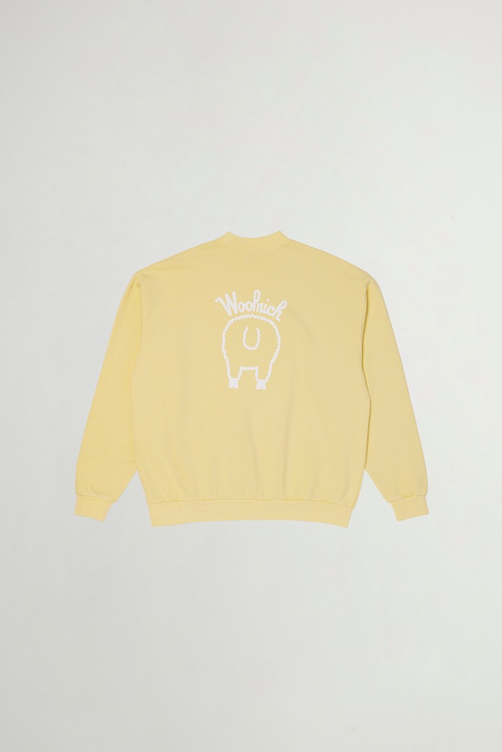 Pure Cotton Crewneck Sweatshirt with Printed Logo on the Chest and Back Yellow photo 2 | Woolrich
