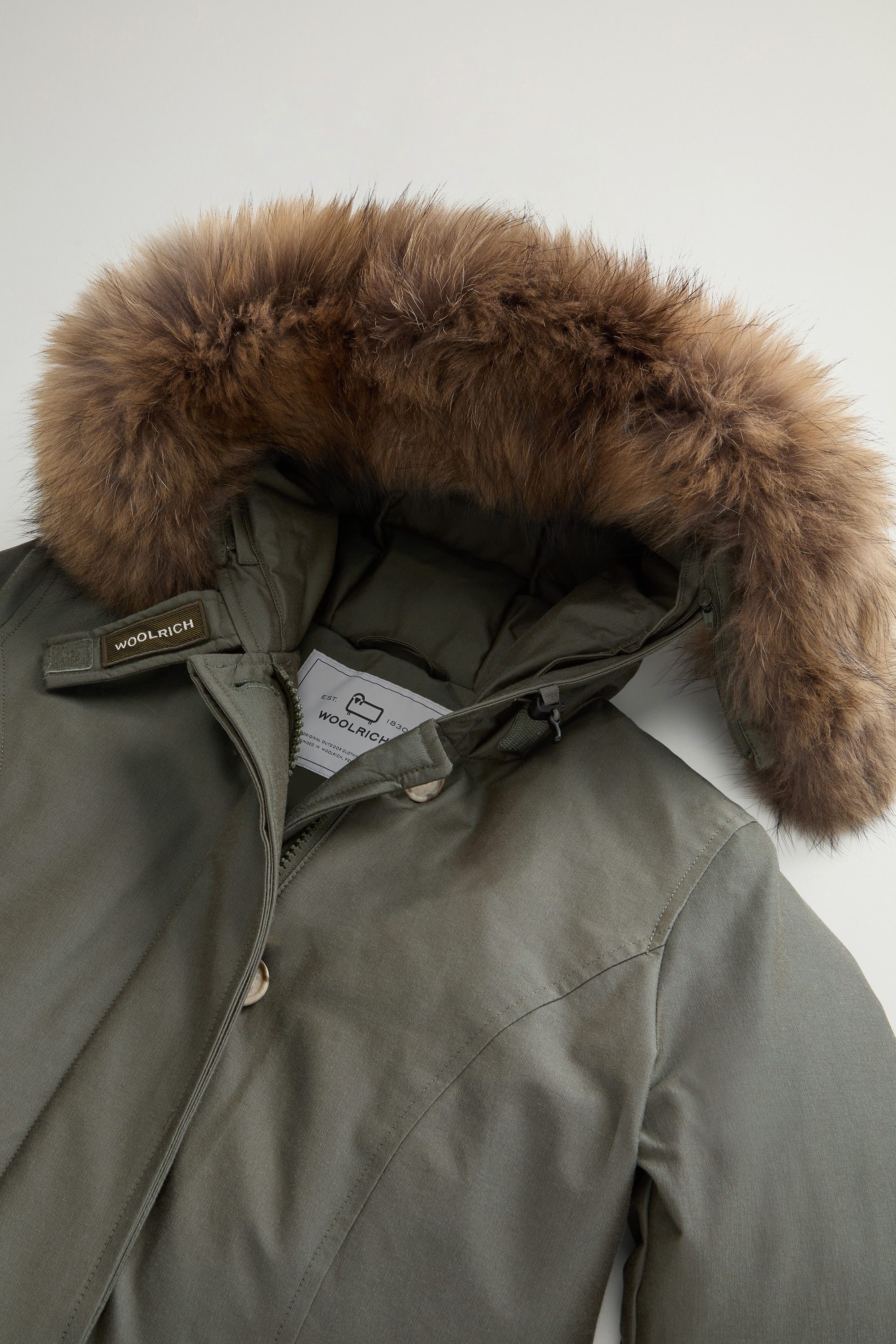 Arctic Parka in Ramar Cloth with Detachable Fur Trim Green photo 6 | Woolrich