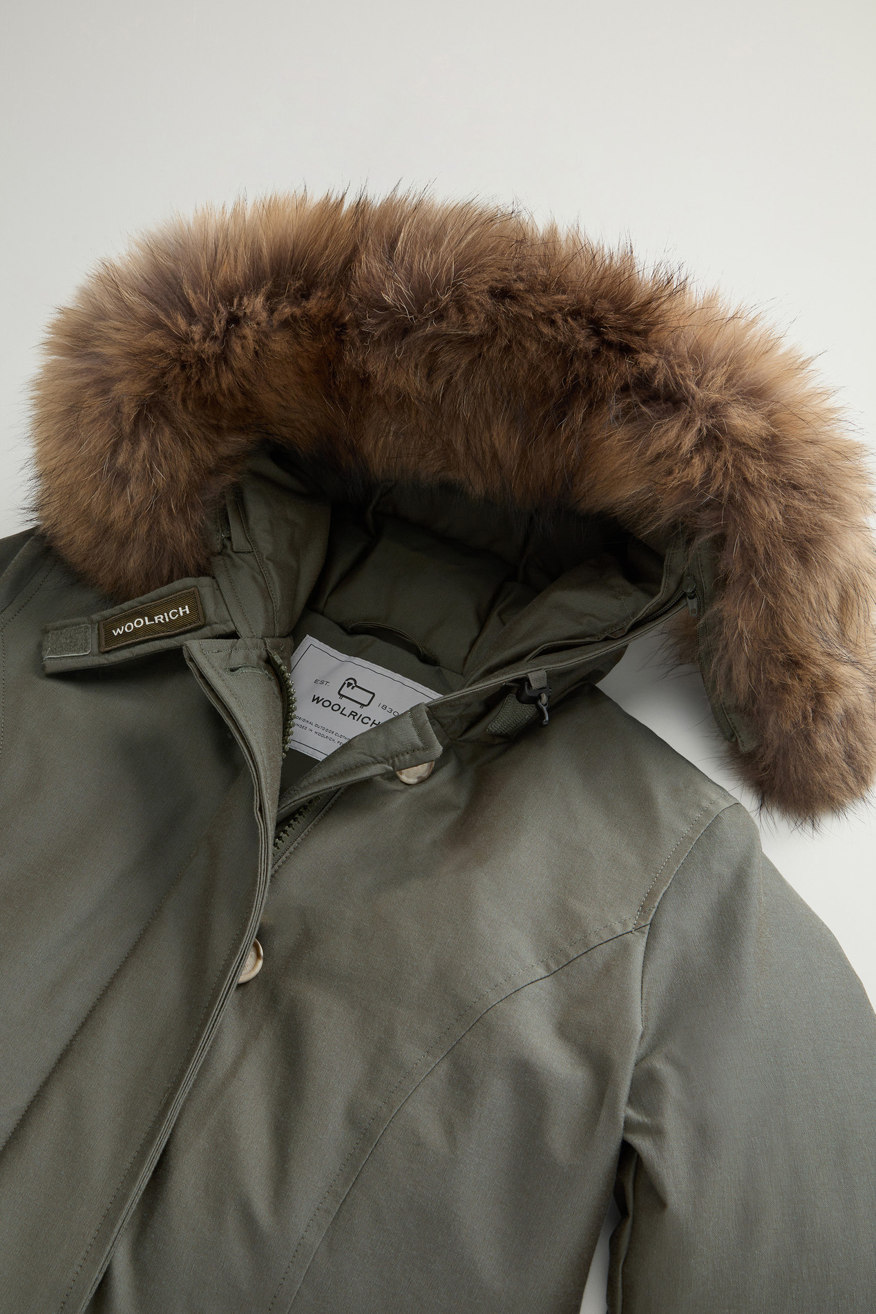 Arctic Parka in Ramar Cloth with Detachable Fur Trim Green photo 6 | Woolrich