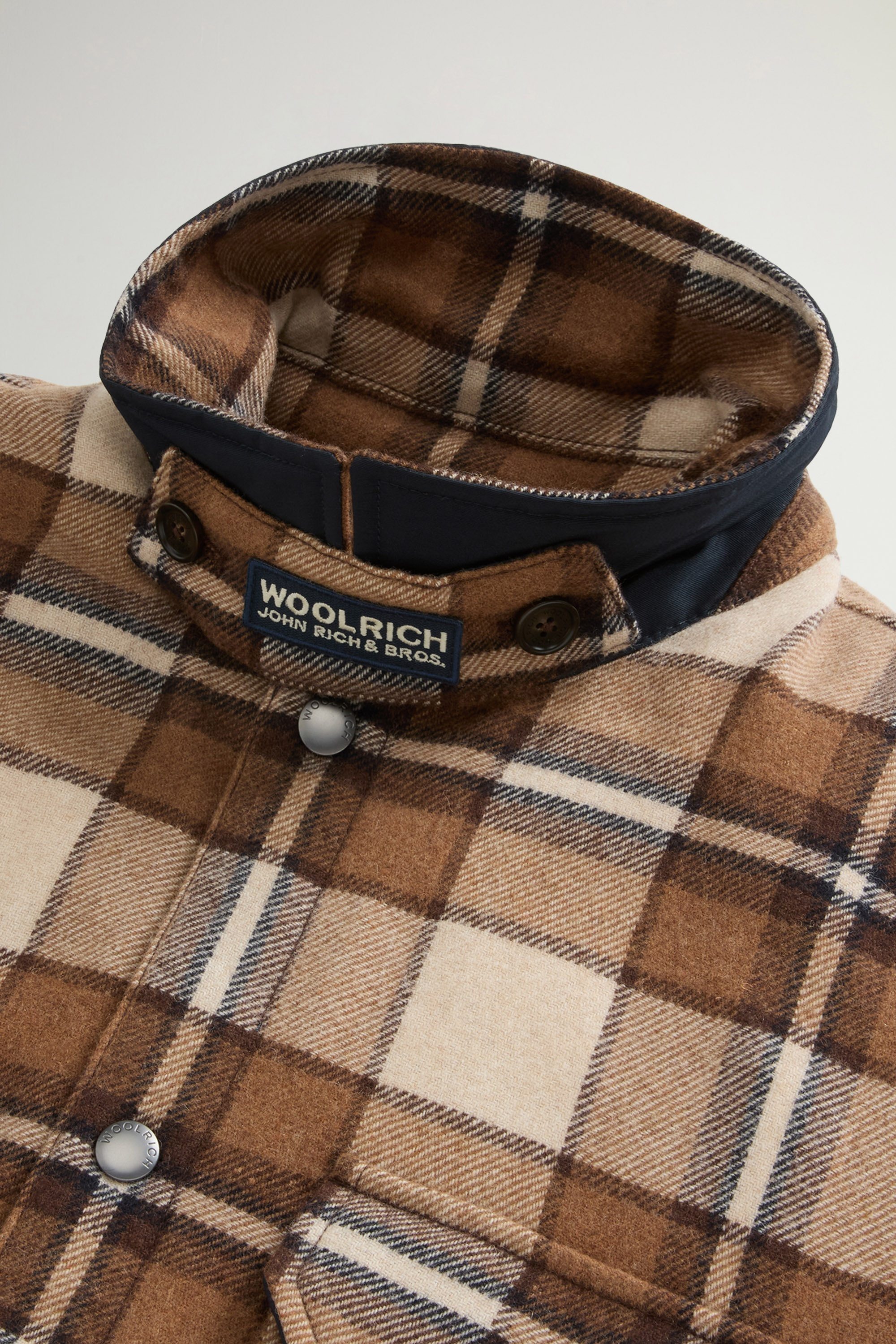 Alaskan Check Overshirt in Recycled Italian Wool Blend Brown photo 6 | Woolrich