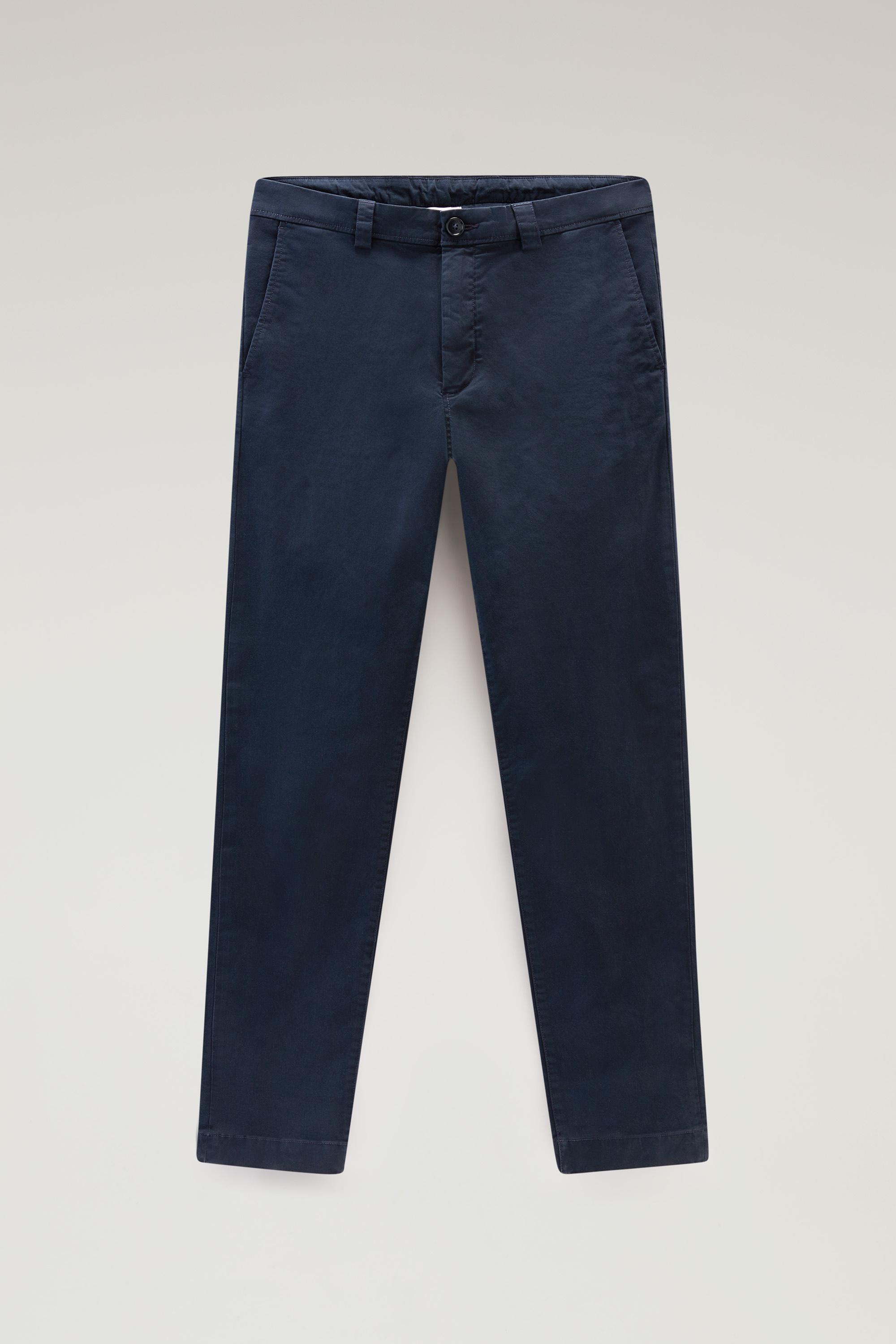 Garment-Dyed Chino Pants in Stretch Cotton Twill Blue photo 1 | Woolrich