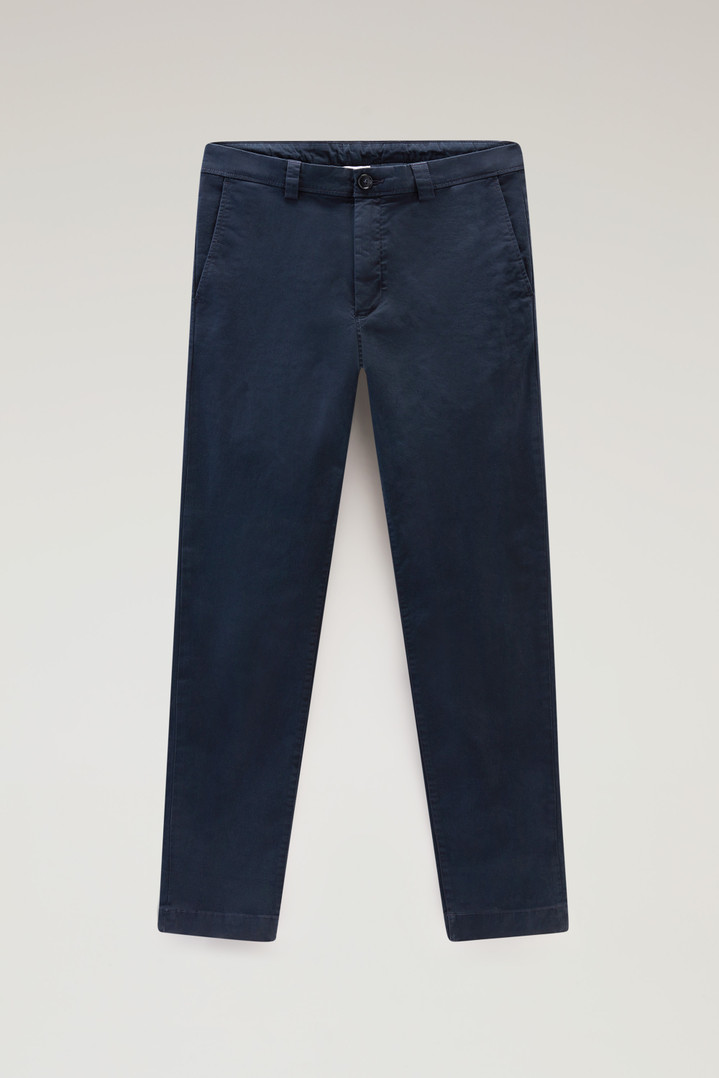 Garment-Dyed Chino Pants in Stretch Cotton Twill Blue photo 1 | Woolrich