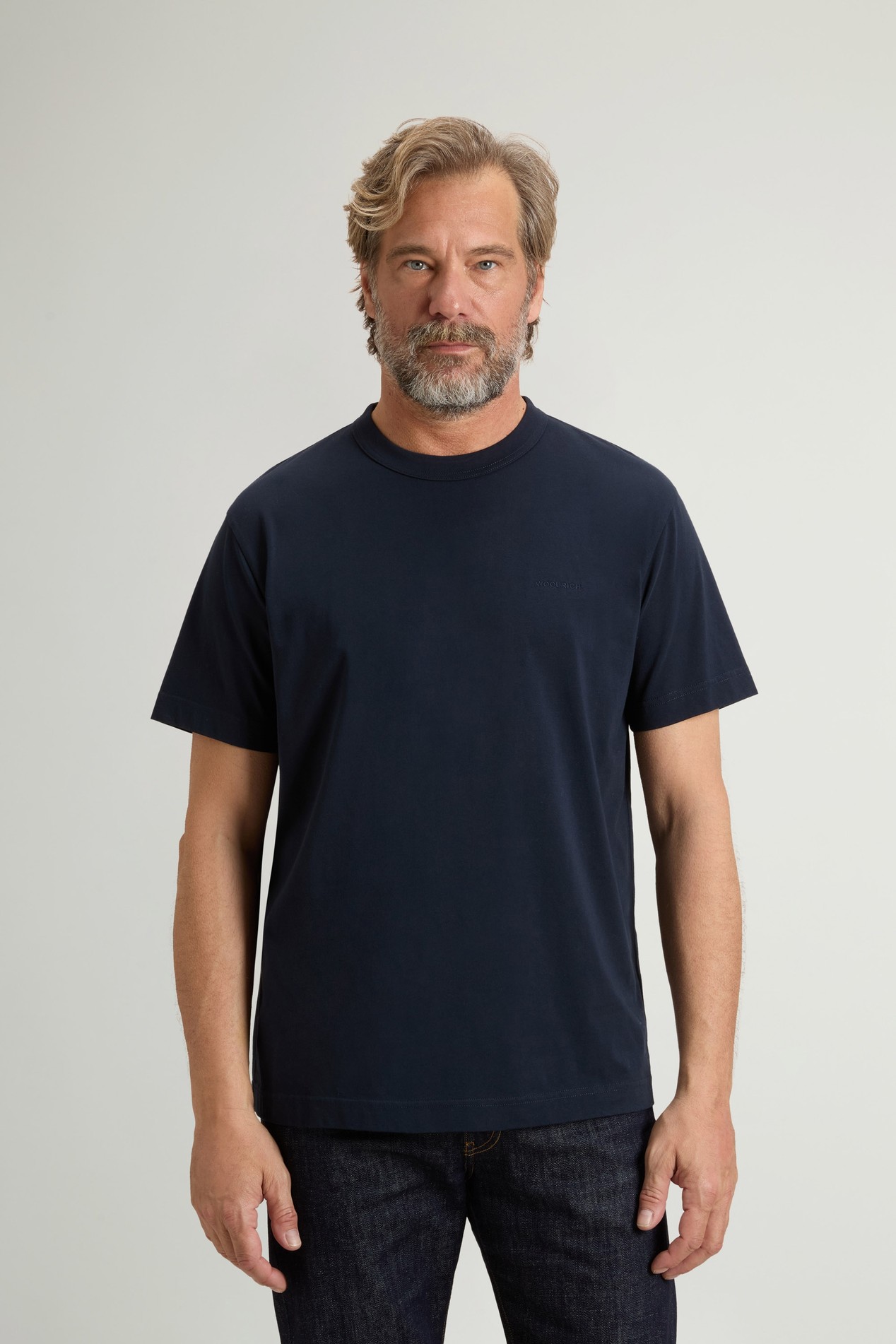 T-Shirt in Pure Organic Cotton Blue photo 1 | Woolrich