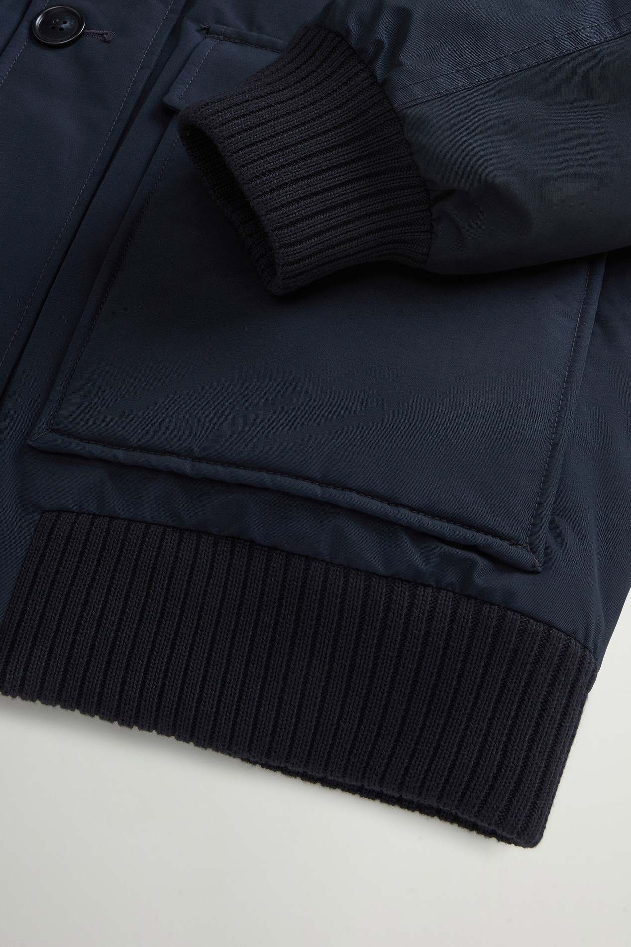 Padded Polar bomber jacket in Ramar Cloth with hood Blue photo 3 | Woolrich