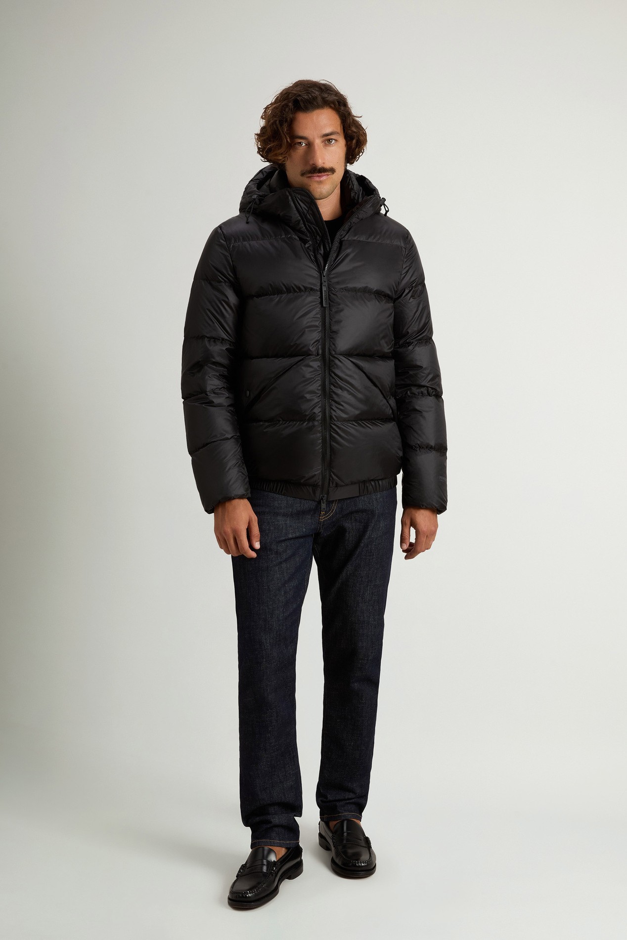 Quilted down jacket in recycled Pertex® Quantum fabric with hood Black photo 2 | Woolrich