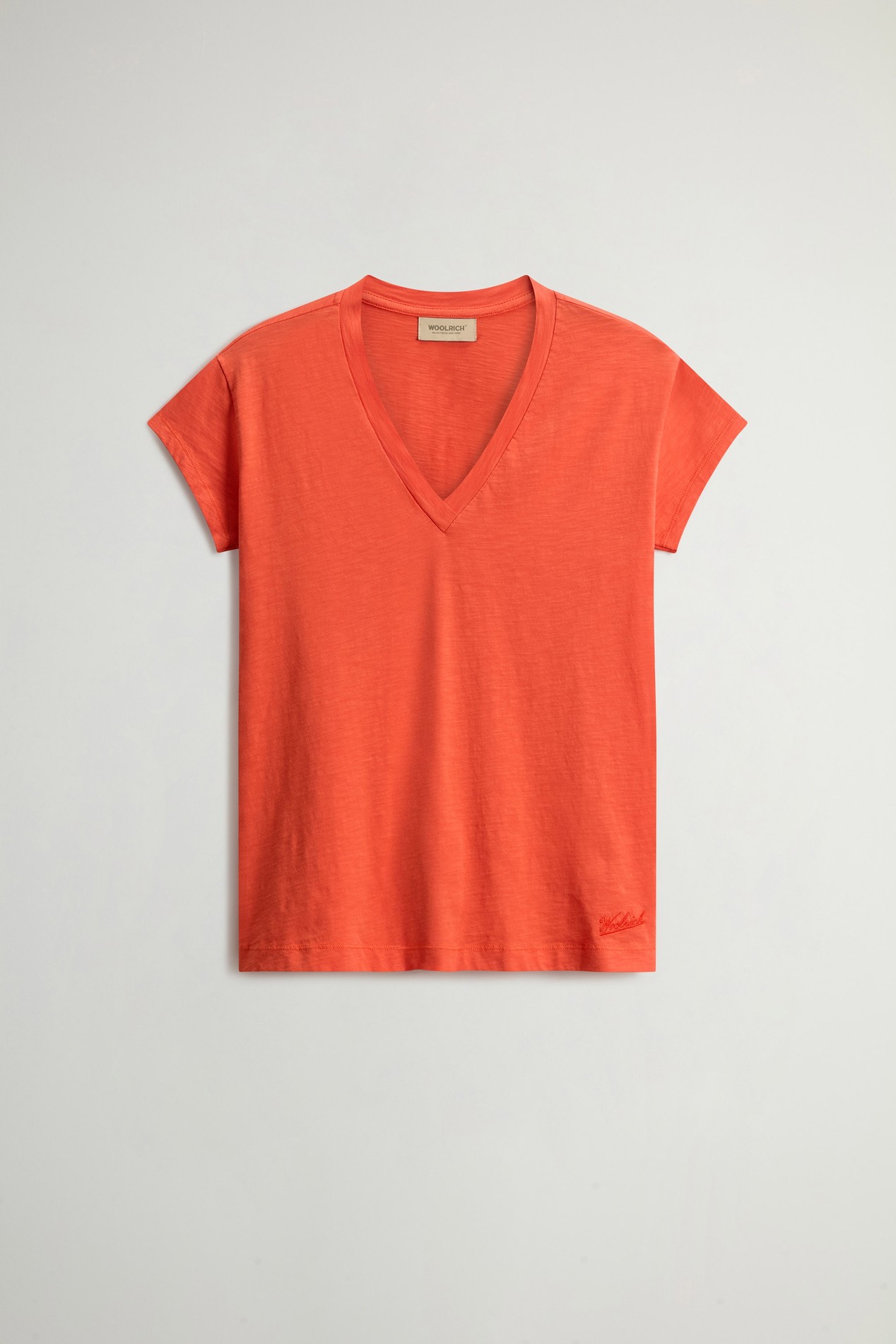 V-Neck T-Shirt in Pure Cotton Slub Fabric Red photo 5 | Woolrich