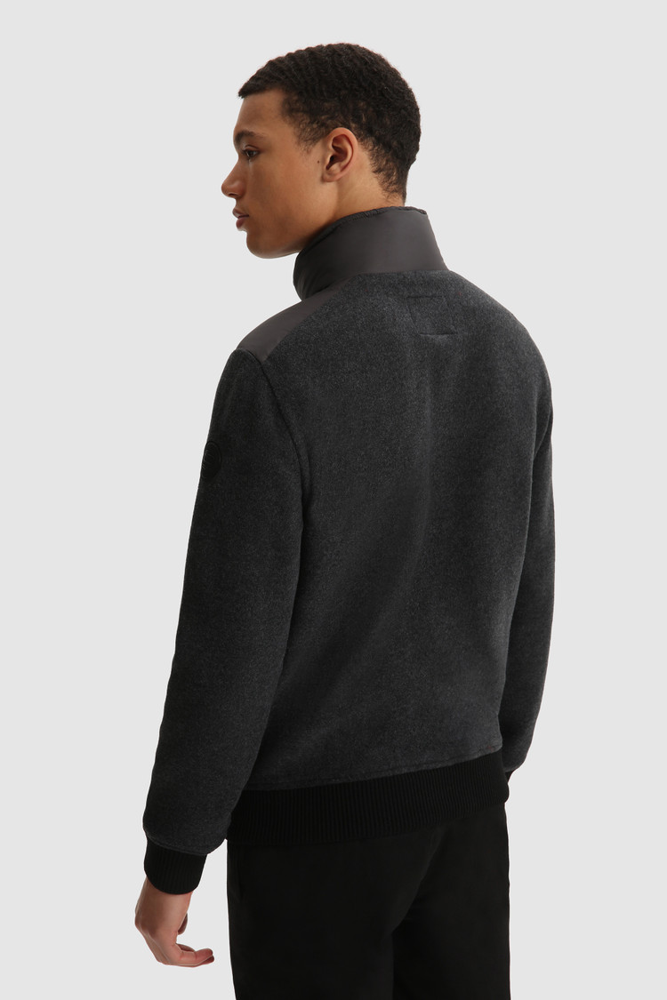 Sweater met volledige rits, gewatteerd en met gebreide mouwen