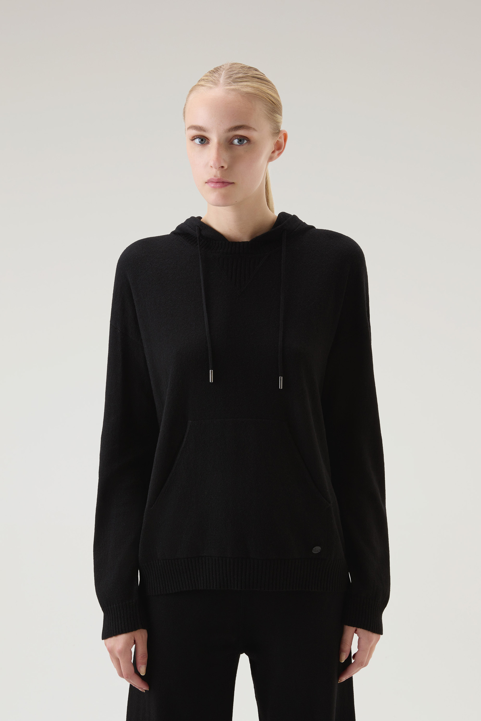 Maille en laine mélangée avec capuche noir | Woolrich
