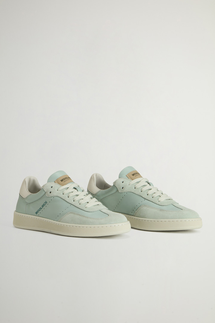 Swing Court Leather Sneakers with Suede Details Green photo 2 | Woolrich