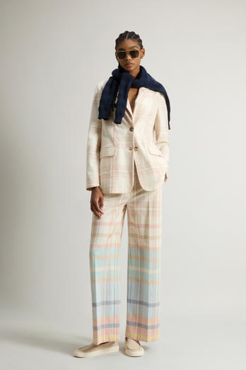 Blazer in Manteco Cotton Blend with Checked Pattern Multicolor | Woolrich